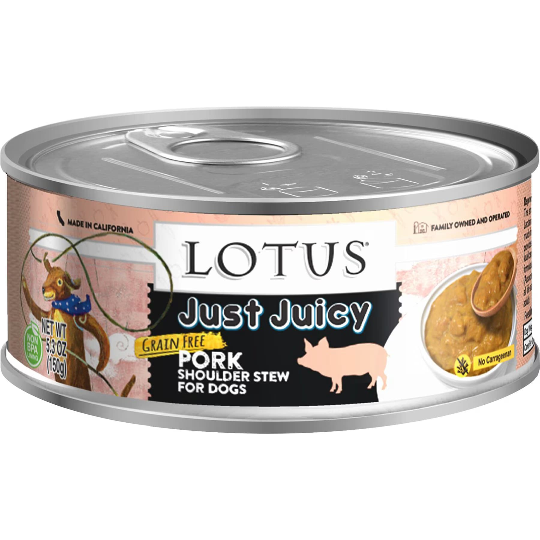 Lotus Just Juicy Pork Shoulder Stew Grain-Free Canned Dog Food, 12.5-oz — view 2