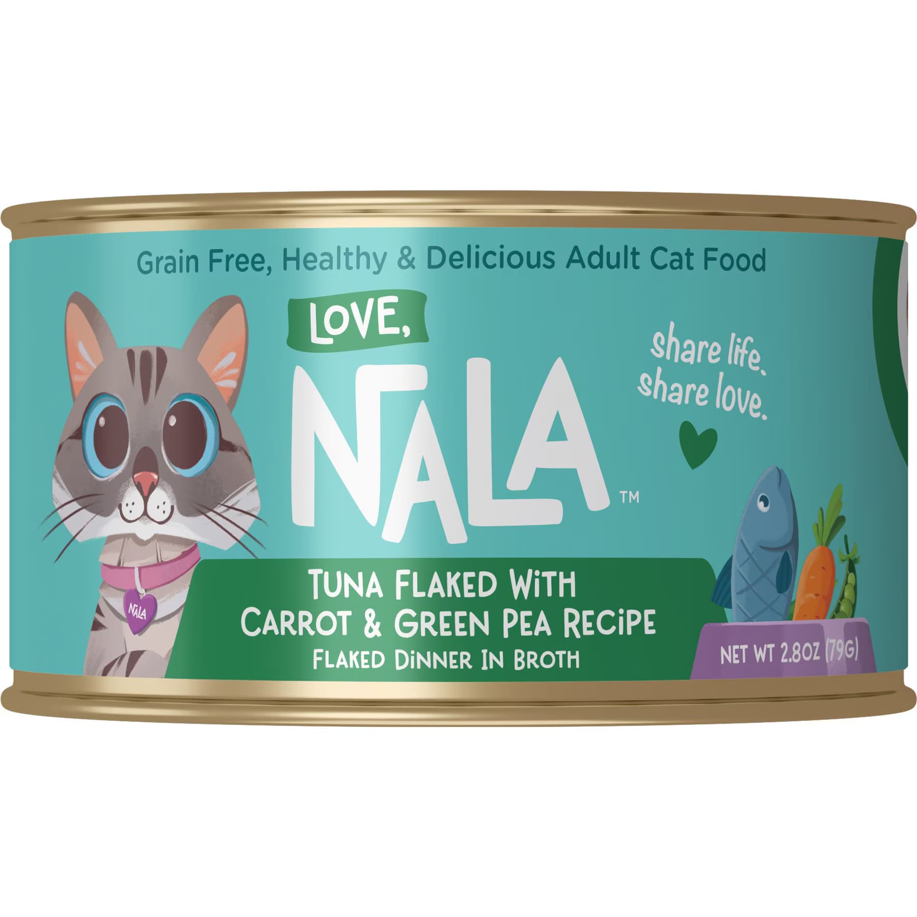 Love, Nala Love, Nala Tuna Flaked with Carrot & Green Pea Recipe in Broth Adult Grain-Free Tuna w/Carrot & Green Pea Wet Cat Food