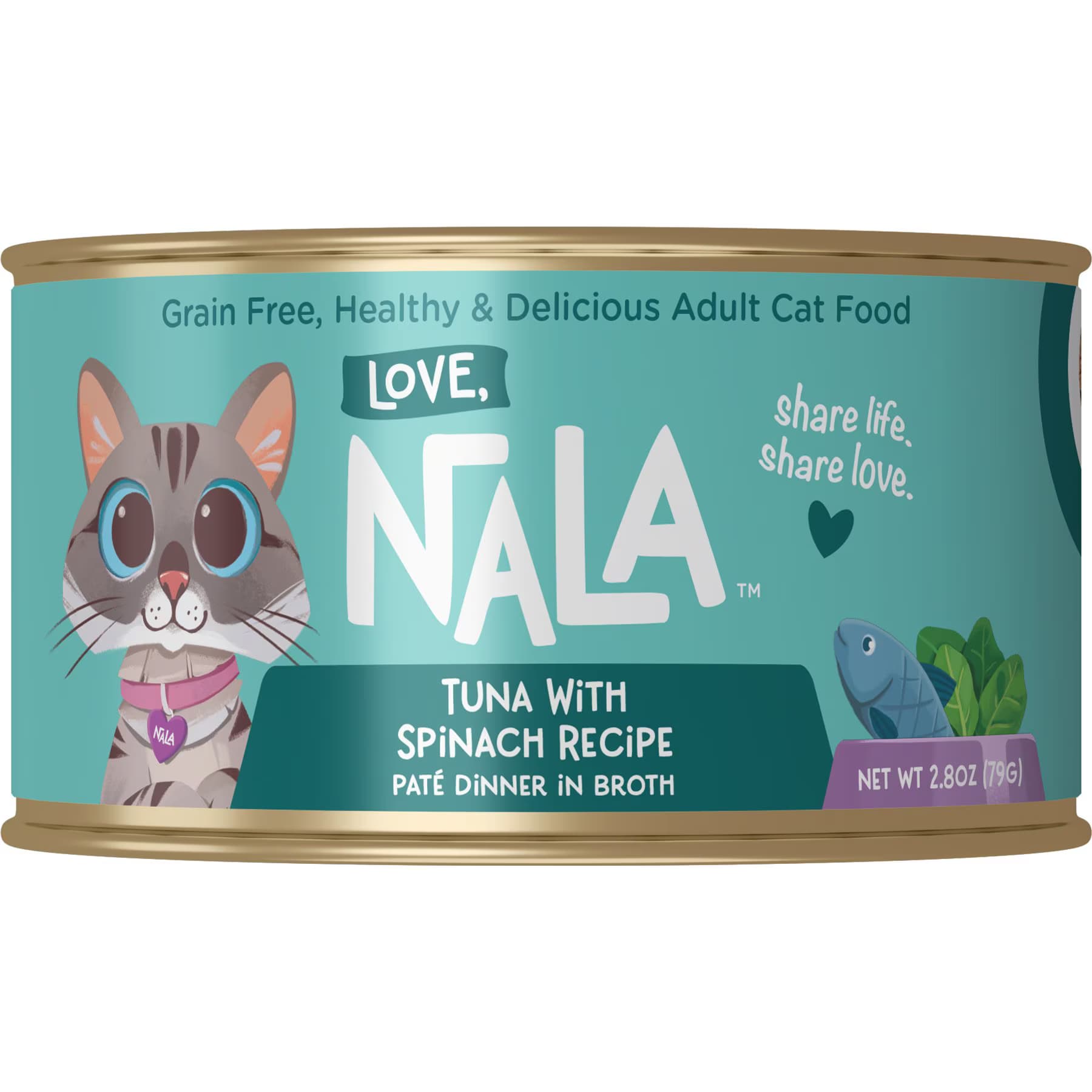 Love, Nala Love, Nala Tuna Pate with Spinach Recipe in Broth Adult Grain-Free Wet Cat Food