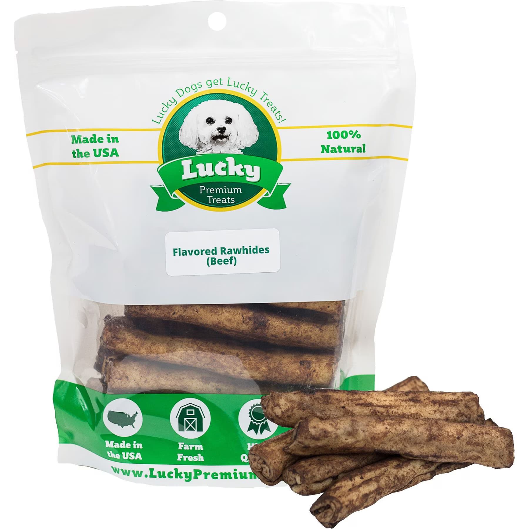 Lucky Premium Treats Lucky Premium Treats Beef Basted Rawhide Medium Dog Chews