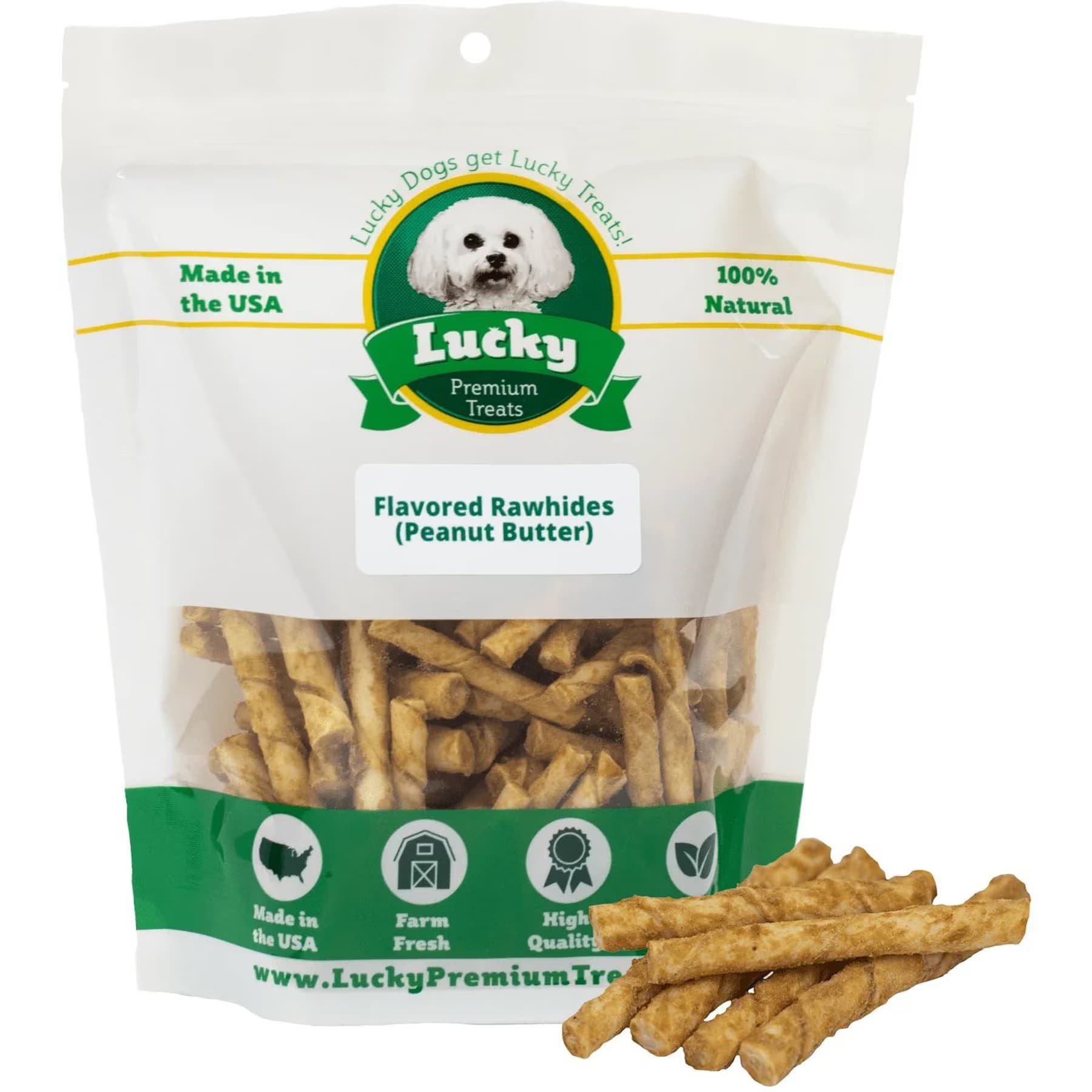 Lucky Premium Treats Peanut Butter Basted Rawhide X-Small & Toy Dog Chews — view 3
