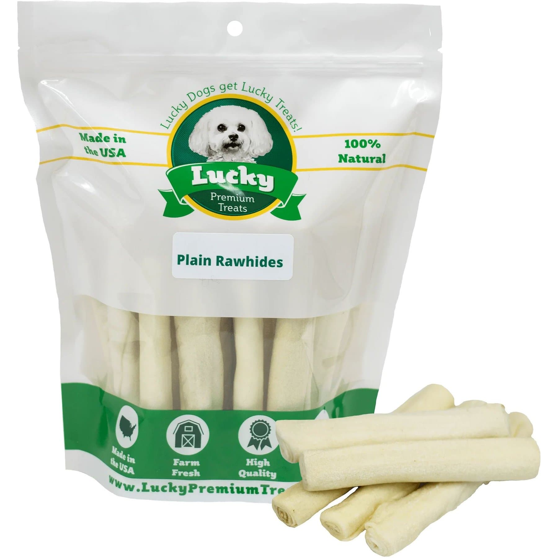 Lucky Premium Treats Plain Rawhide Medium Dog Chews — view 3