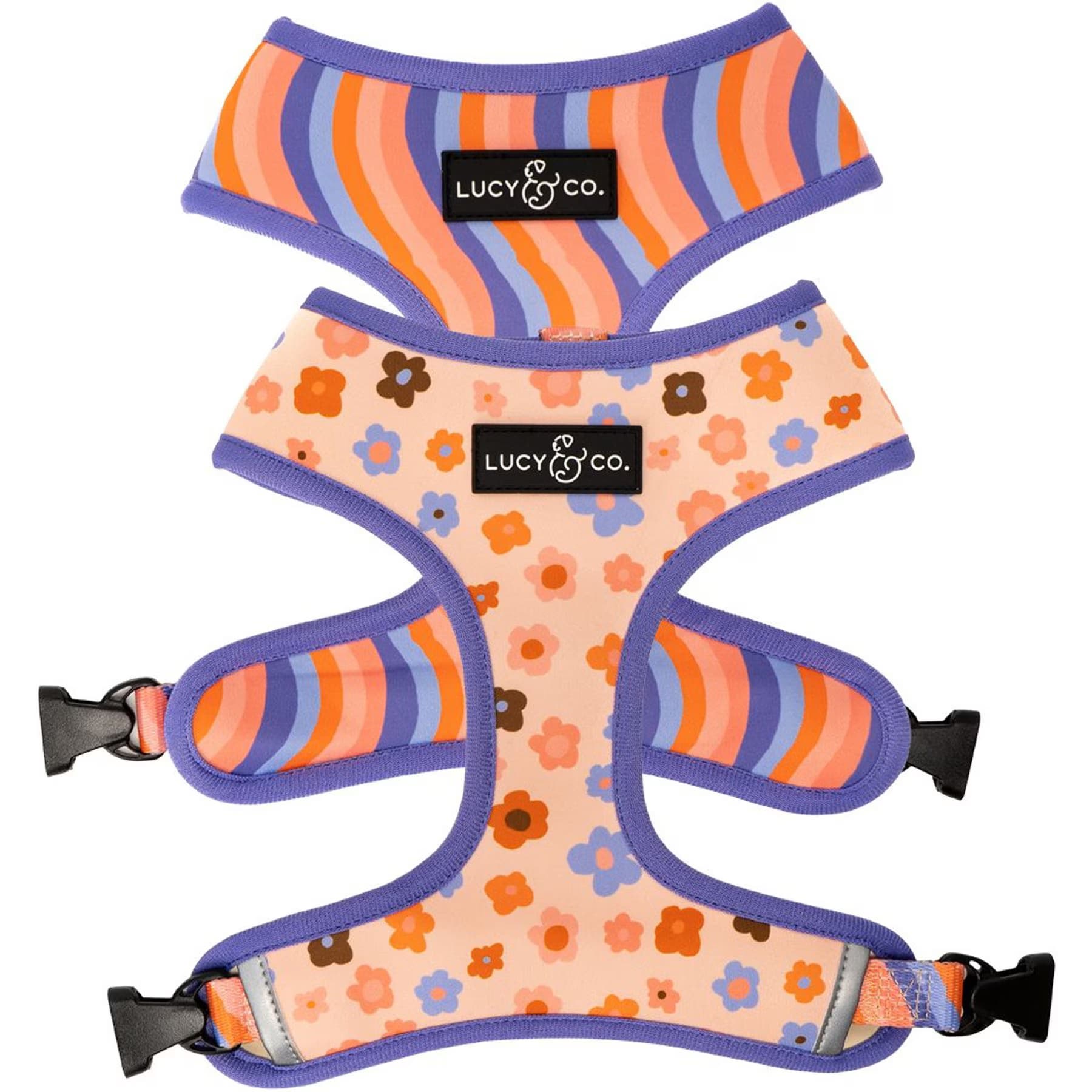 Lucy & Co. The Let's Groove Reversible Dog Harness, Coral, X-Large: 23 to 32-in chest — Let's Groove Coral — view 3