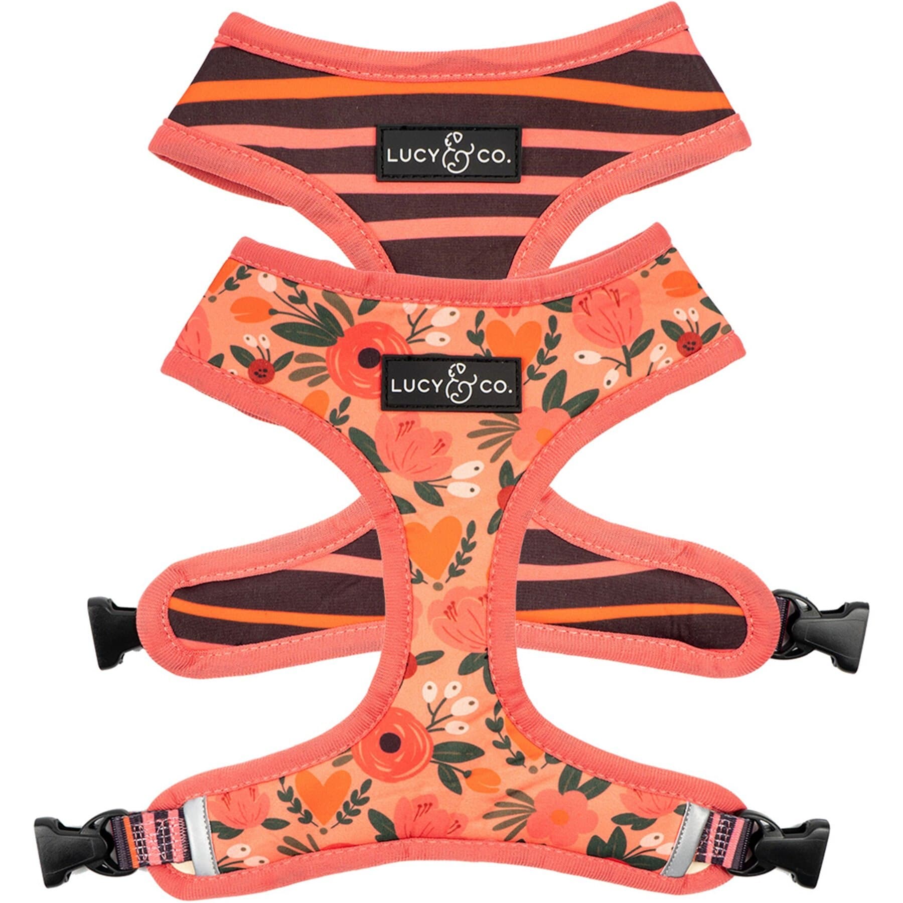 Lucy & Co. Lucy & Co. The Posy Pink Reversible Dog Harness, Pink, X-Small: 12 to 15-in chest
