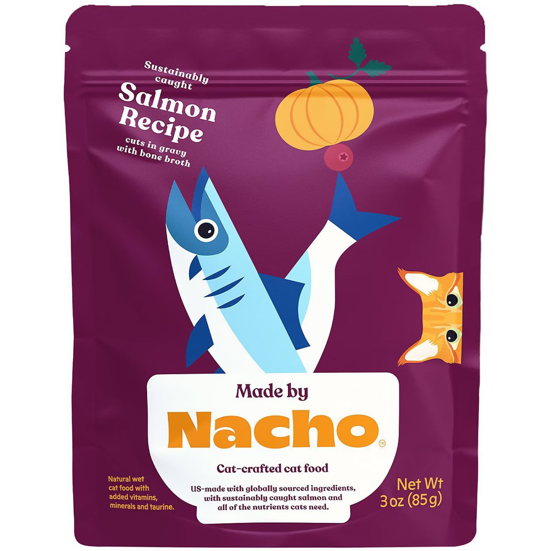 Made by Nacho Sustainably Caught Salmon Recipe Cuts In Gravy with Bone Broth Wet Cat Food — view 2