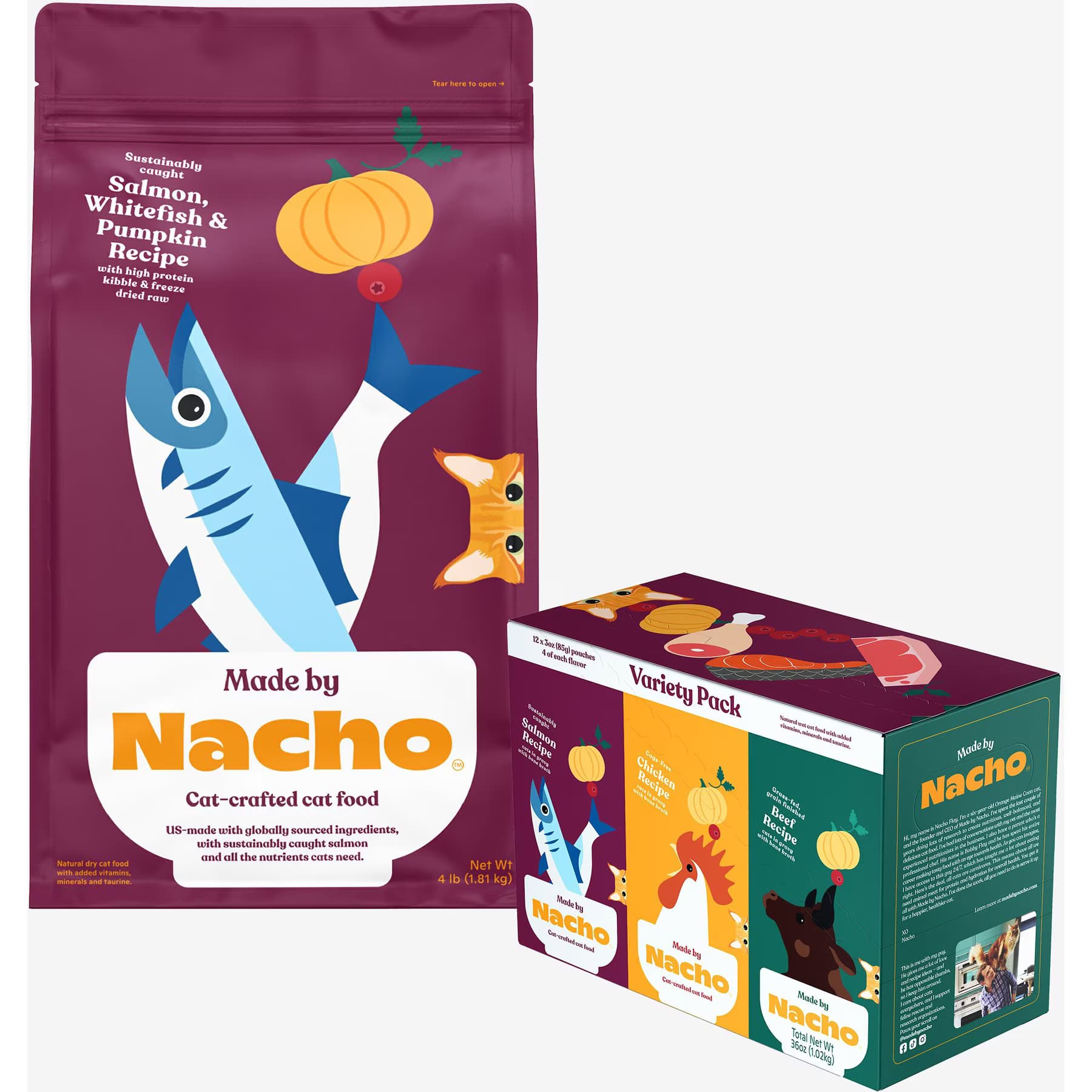 Made by Nacho Made by Nacho Sustainably Caught Salmon, Whitefish & Pumpkin Recipe with Freeze-Dried Chicken Liver Dry Cat Food