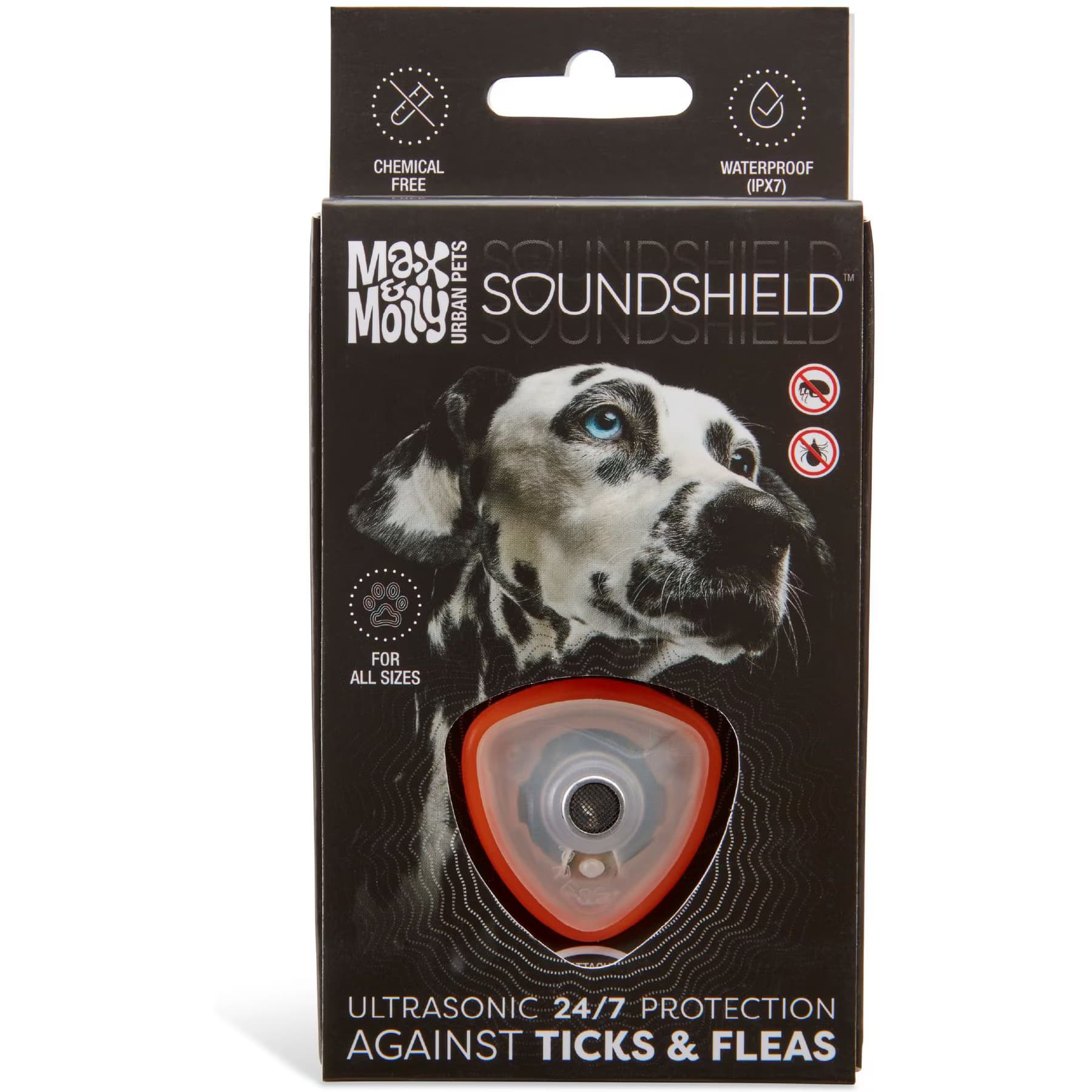 Max & Molly Max & Molly Soundshield 24/7 UltraSonic Tick & Flea Repeller Dog Tag, Orange