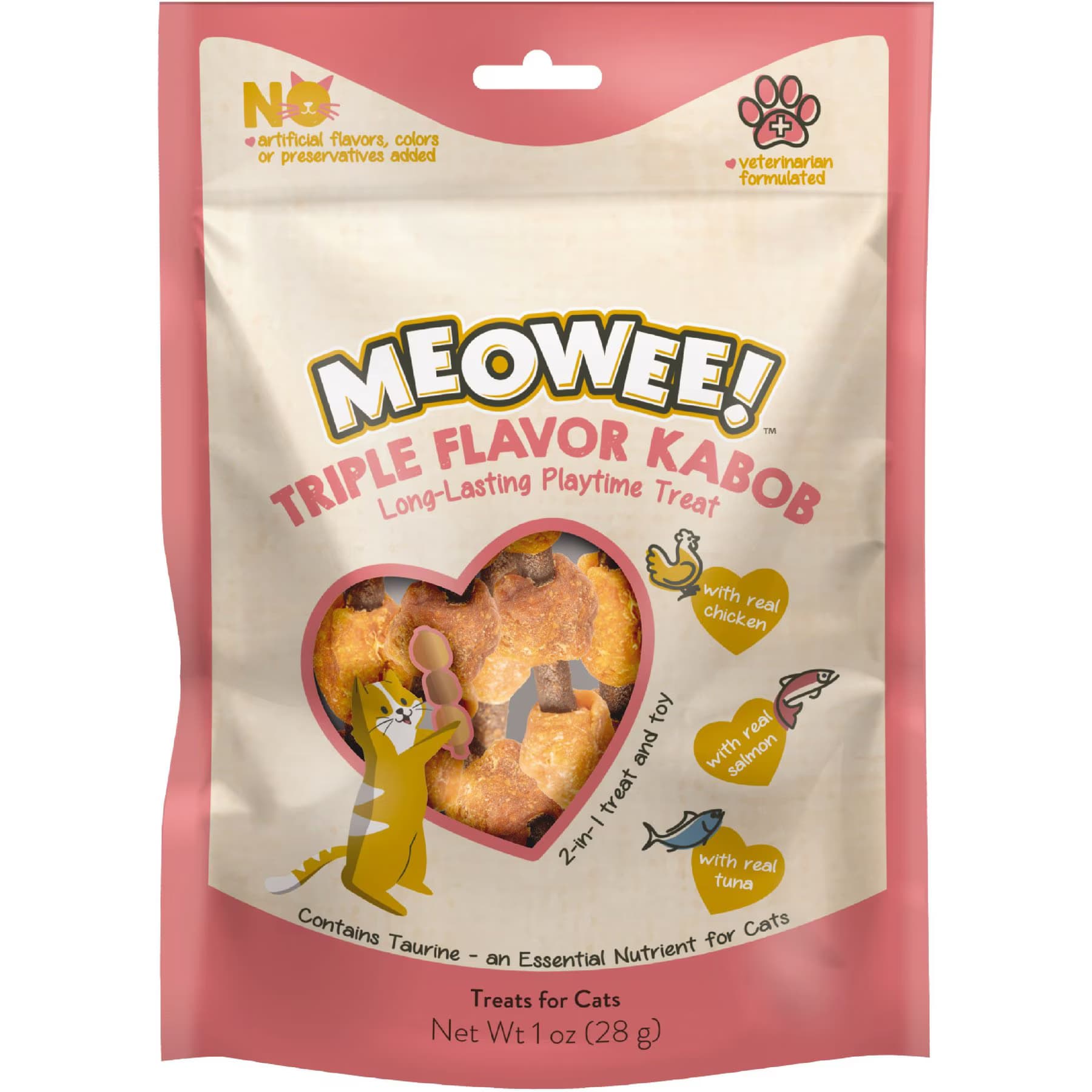 Meowee! Triple Flavor Kabobs with Real Chicken, Salmon & Tuna Cat Treat, 2.4-oz — view 2