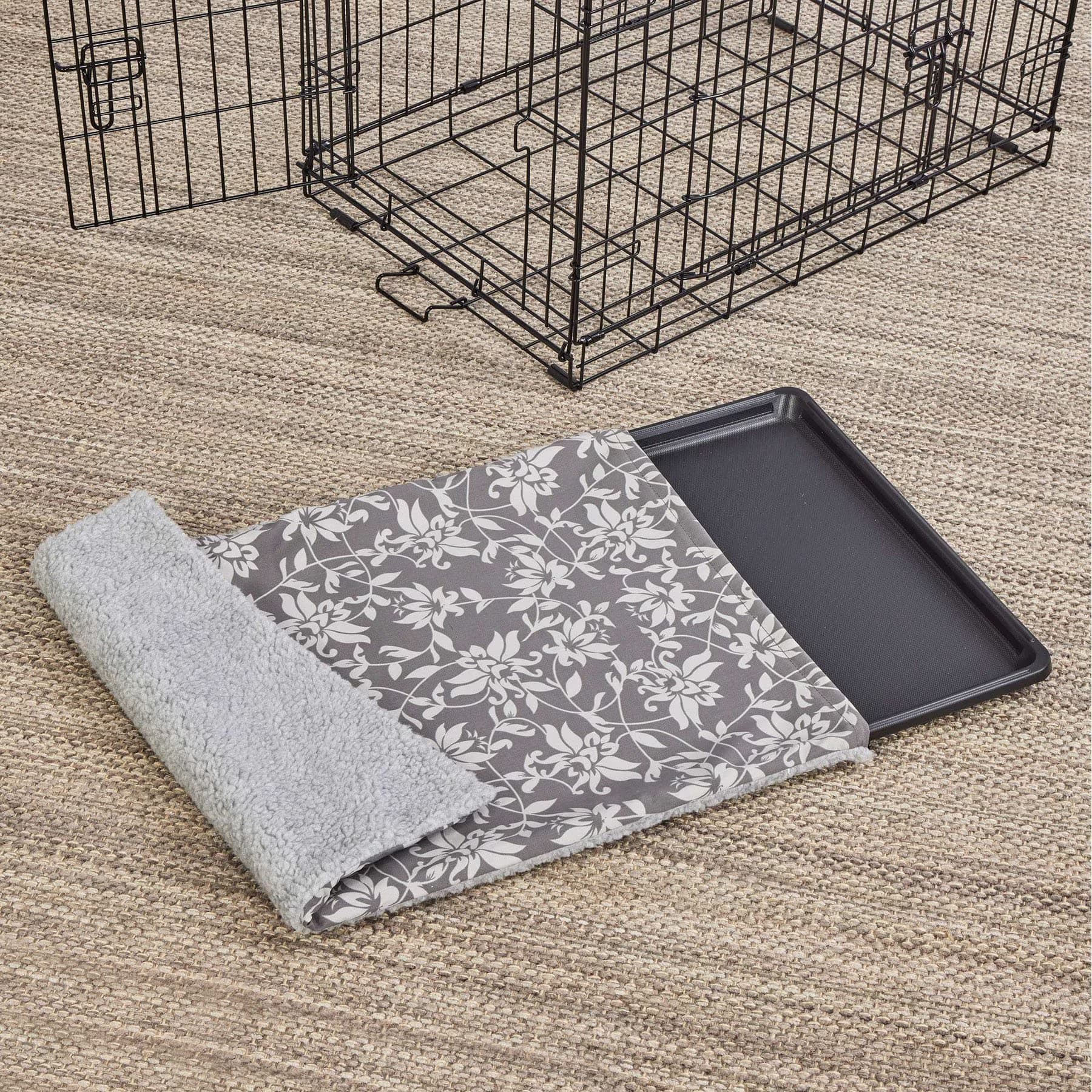 MidWest MidWest Quiet Time Reversible Crate Pan Cover Dog & Cat Crate, Gray, Intermediate