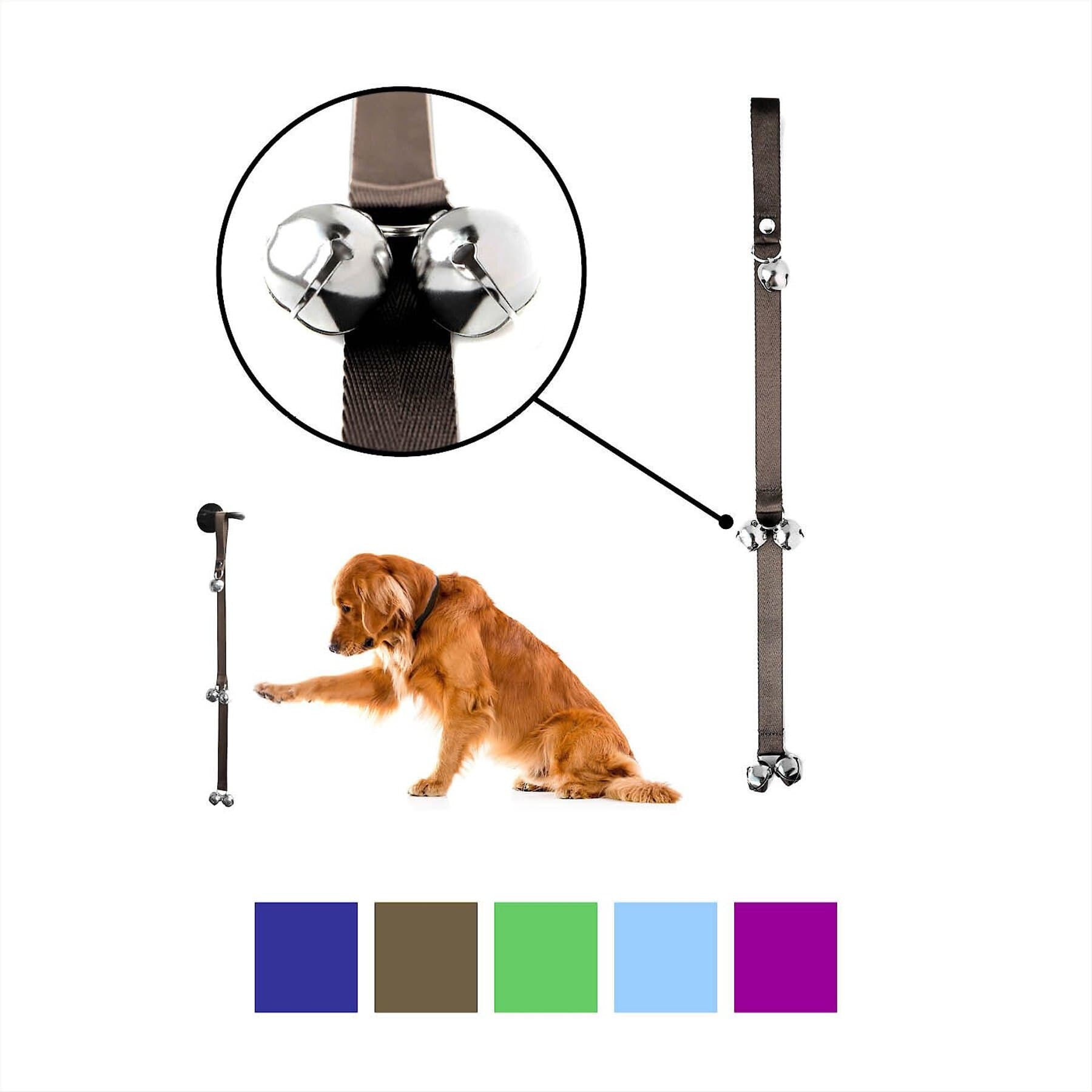Mighty Paw Mighty Paw Tinkle Bells Dog Doorbells, Solid, Brown