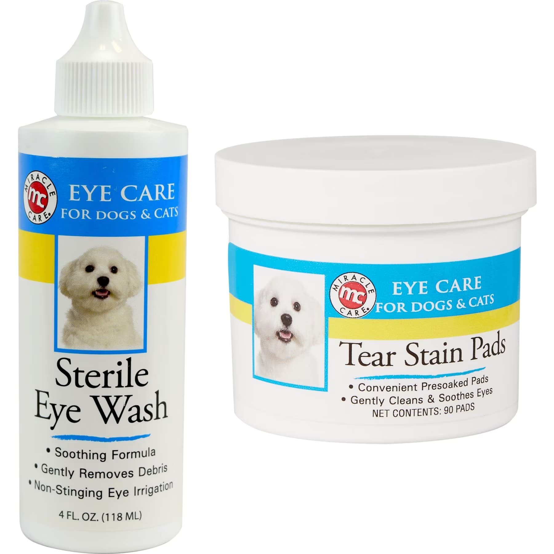Miracle Care Miracle Care Sterile Eye Wash, 4-fl oz bottle + Eye Clear Cleaning Pads for Dogs & Cats