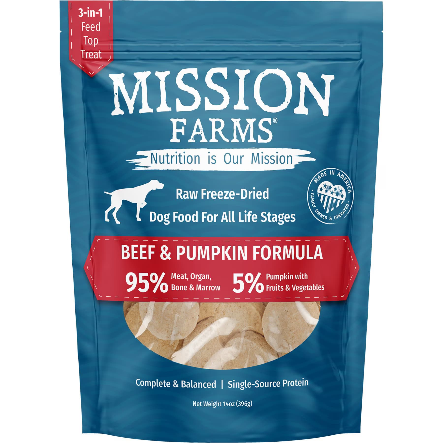 Mission Farms Mission Farms Grass-Fed Beef & Pumpkin Adult Freeze-Dried Dog Food