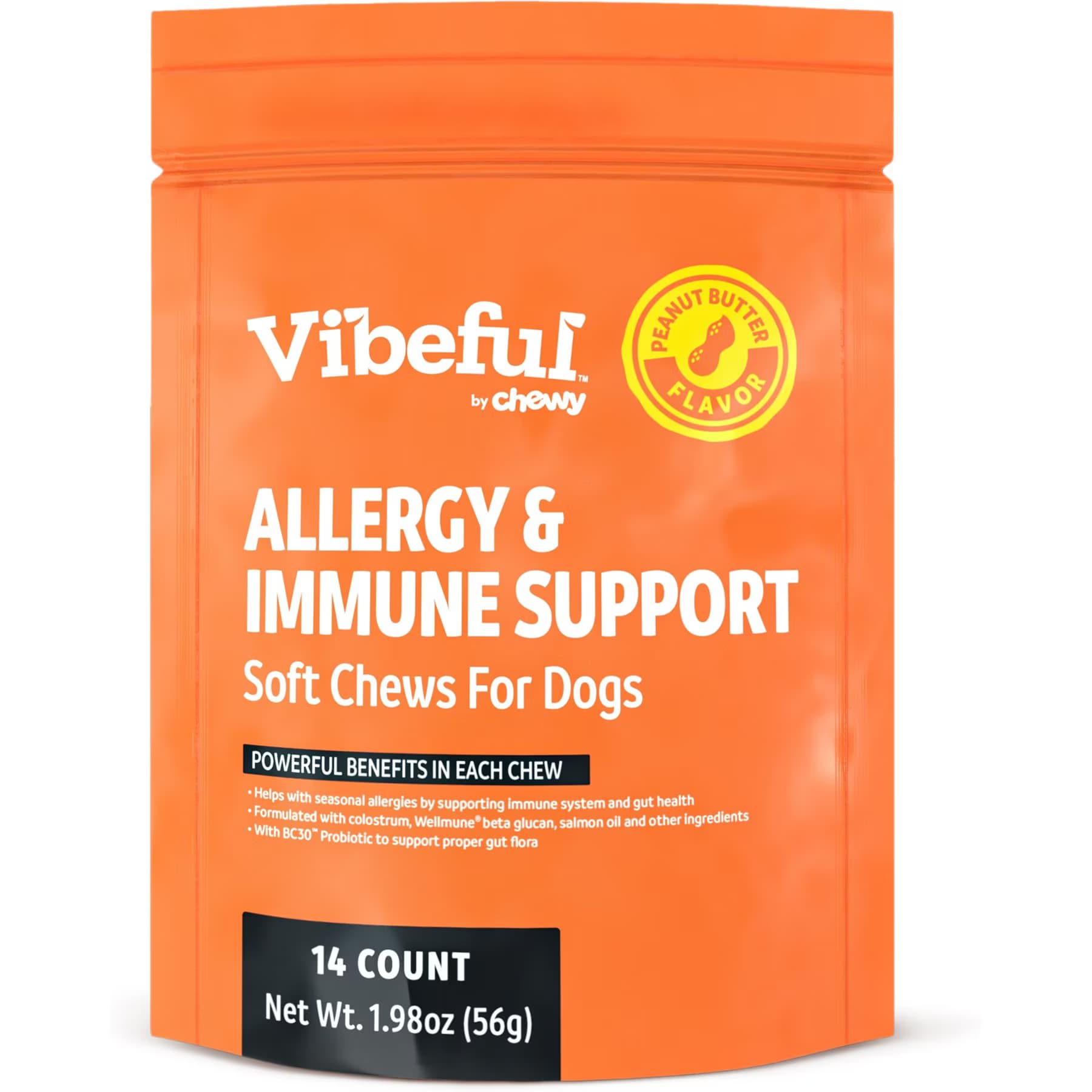 Vibeful Vibeful Allergy & Immune Support Peanut Butter Flavored Soft Chews Allergy & Immune Supplement for Dogs