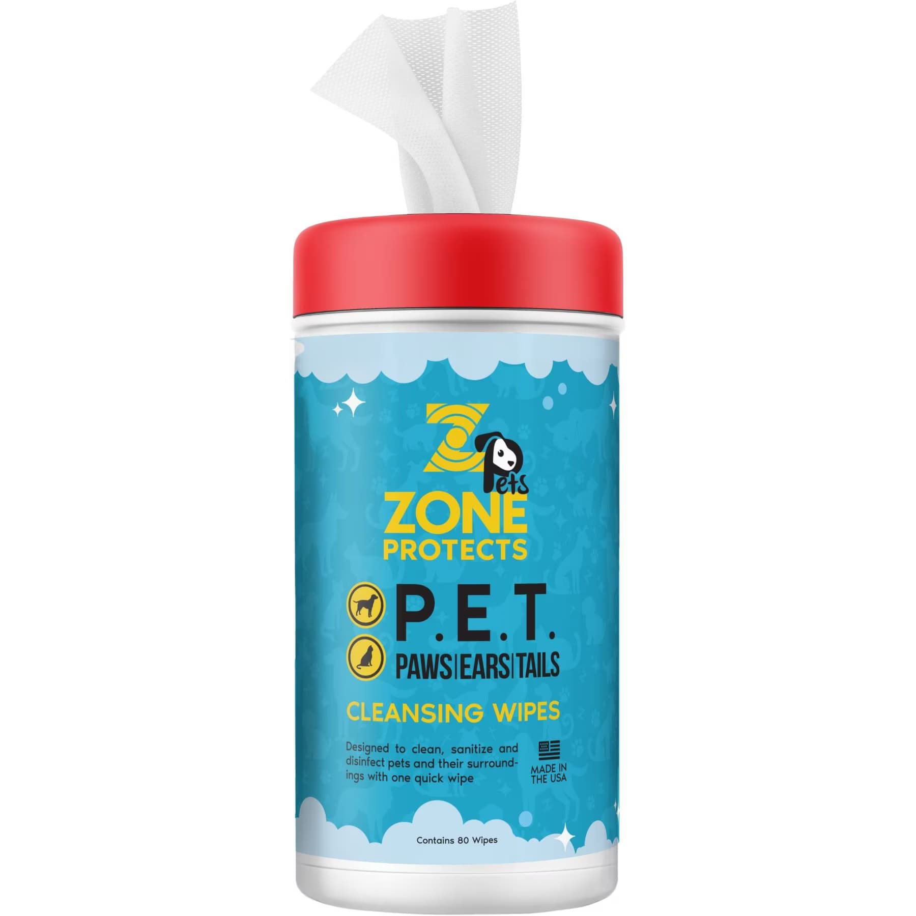 Zone Protects Zone Protects Pets P.E.T. Paws, Ears & Tails Pet Cleanser Wipes