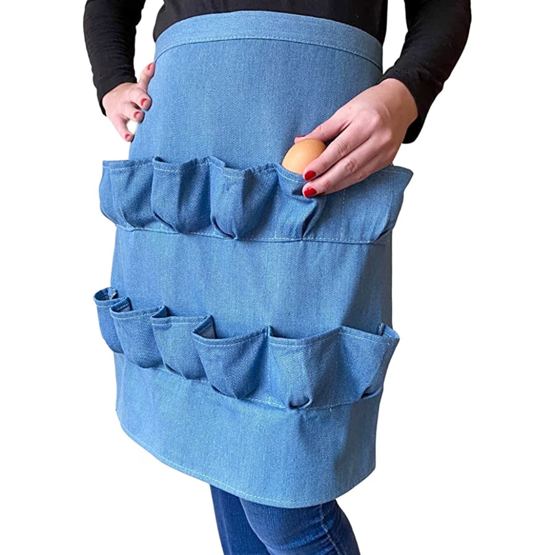 Backyard Barnyard 12-Pocket Egg Gathering Apron Denim, Light Blue — view 2