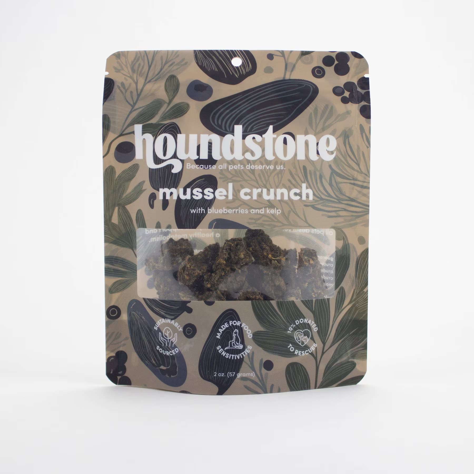 Houndstone Houndstone Mussel Crunch Mussel, Blueberries & Kelp Freeze-Dried Dog Treats