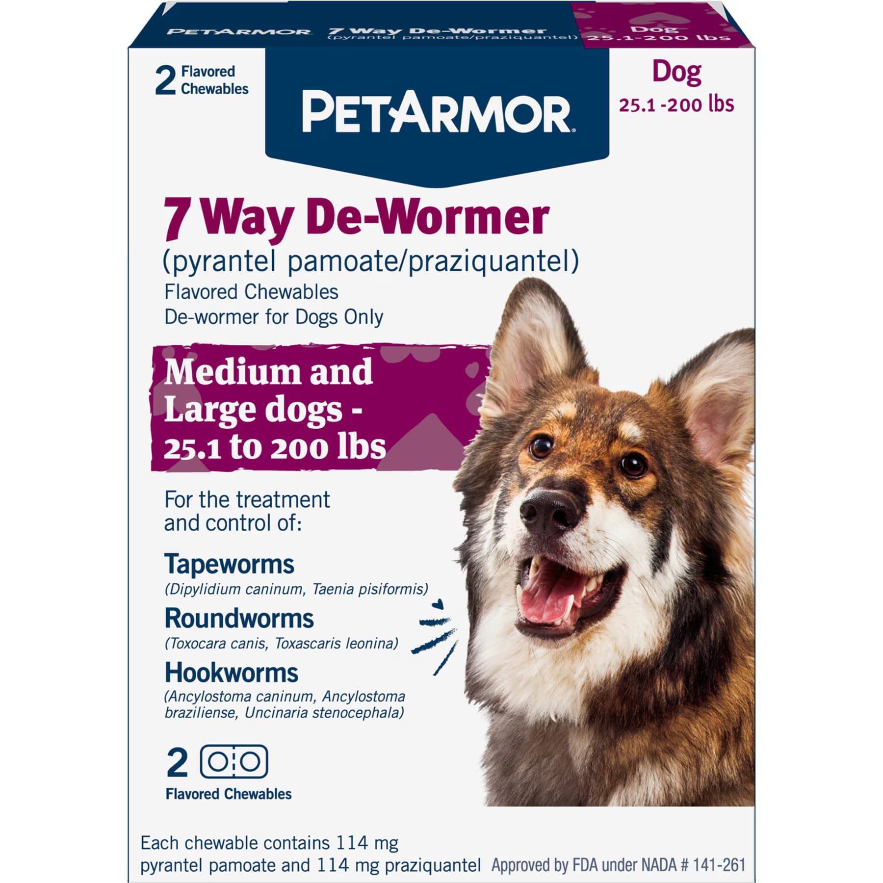 PetArmor 7 Way Dewormer for Hookworms, Roundworms & Tapeworms for Medium & Large Breed Dogs — view 2