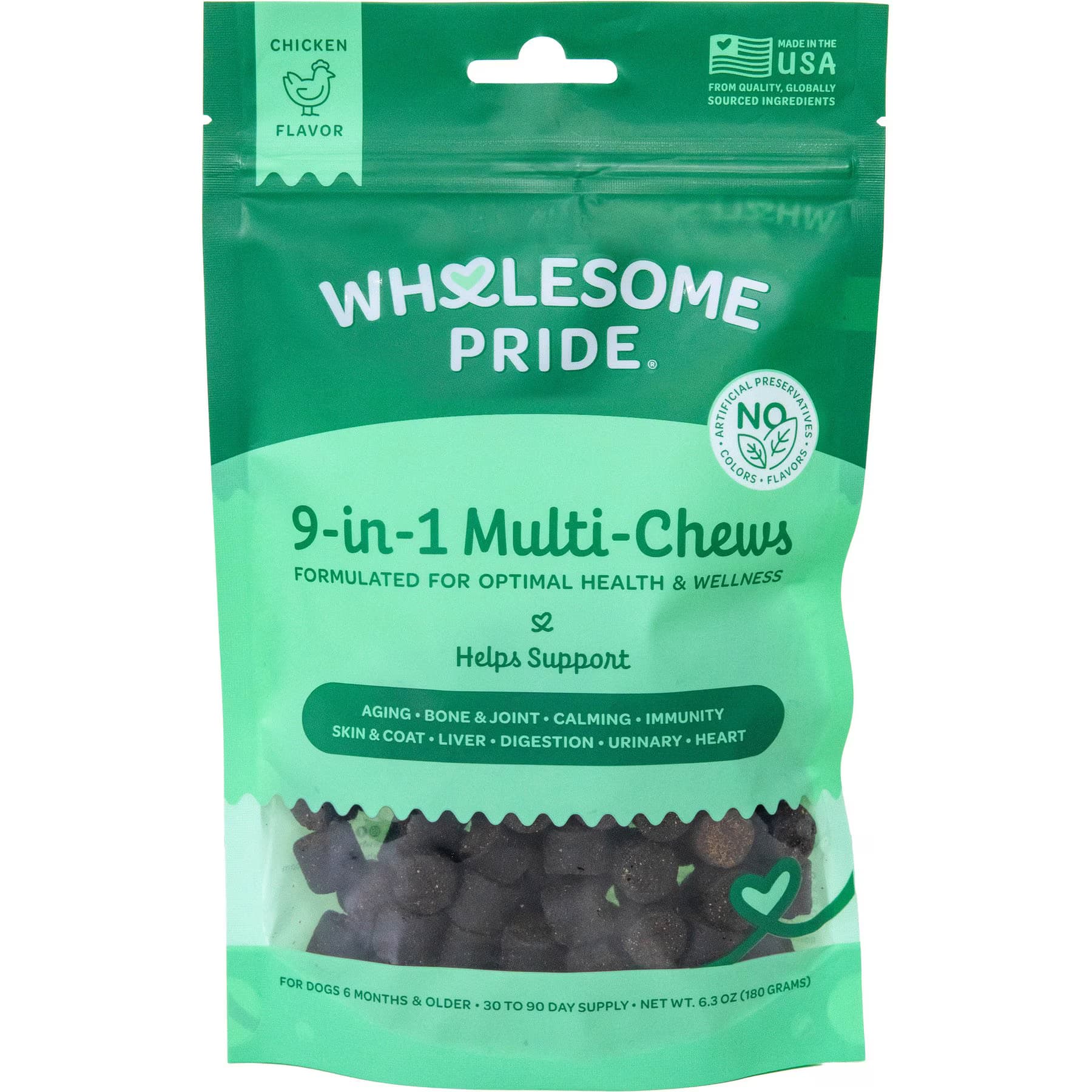 Wholesome Pride Pet Treats Wholesome Pride Pet Treats 9-in-1 Multi-Chews Chicken Flavor Supplement for Dogs — Multivitamin