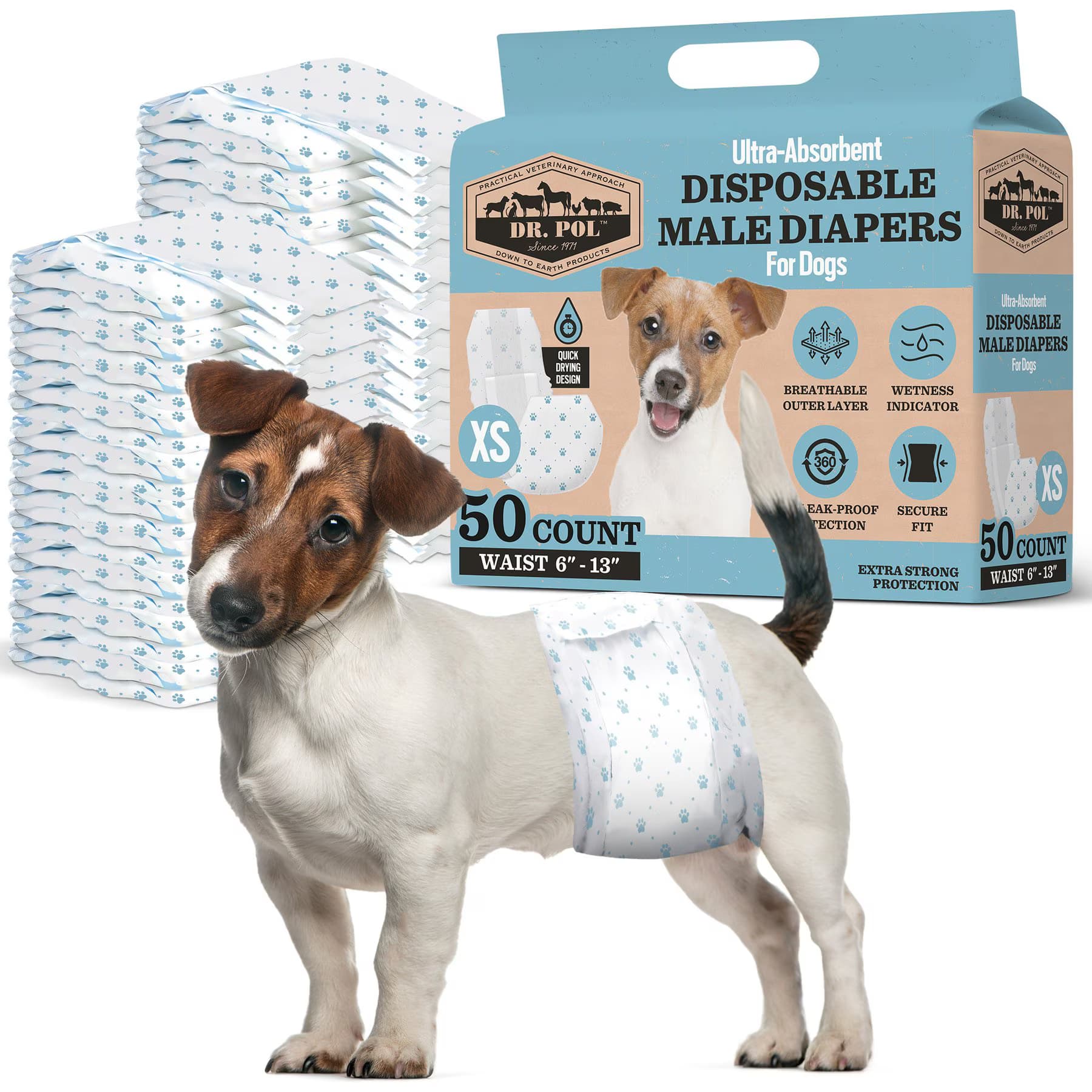 Dr. Pol Dr. Pol Disposable Wetness Indicator Male Dog Diapers