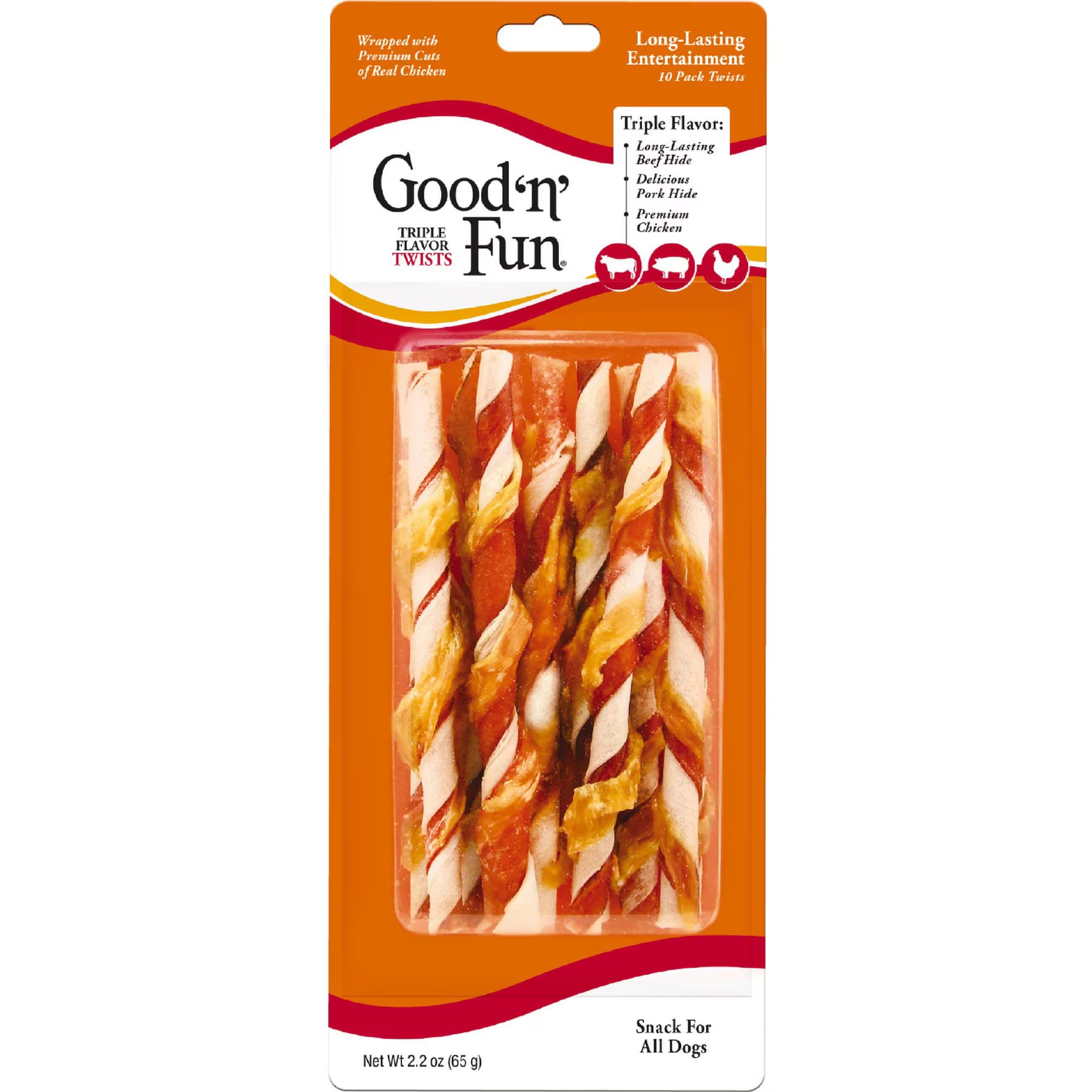 X - Good 'n' Fun Triple Flavor Chews Beef, Pork & Chicken Twists Dog Chews — Pork,Beef & Chicken — view 4