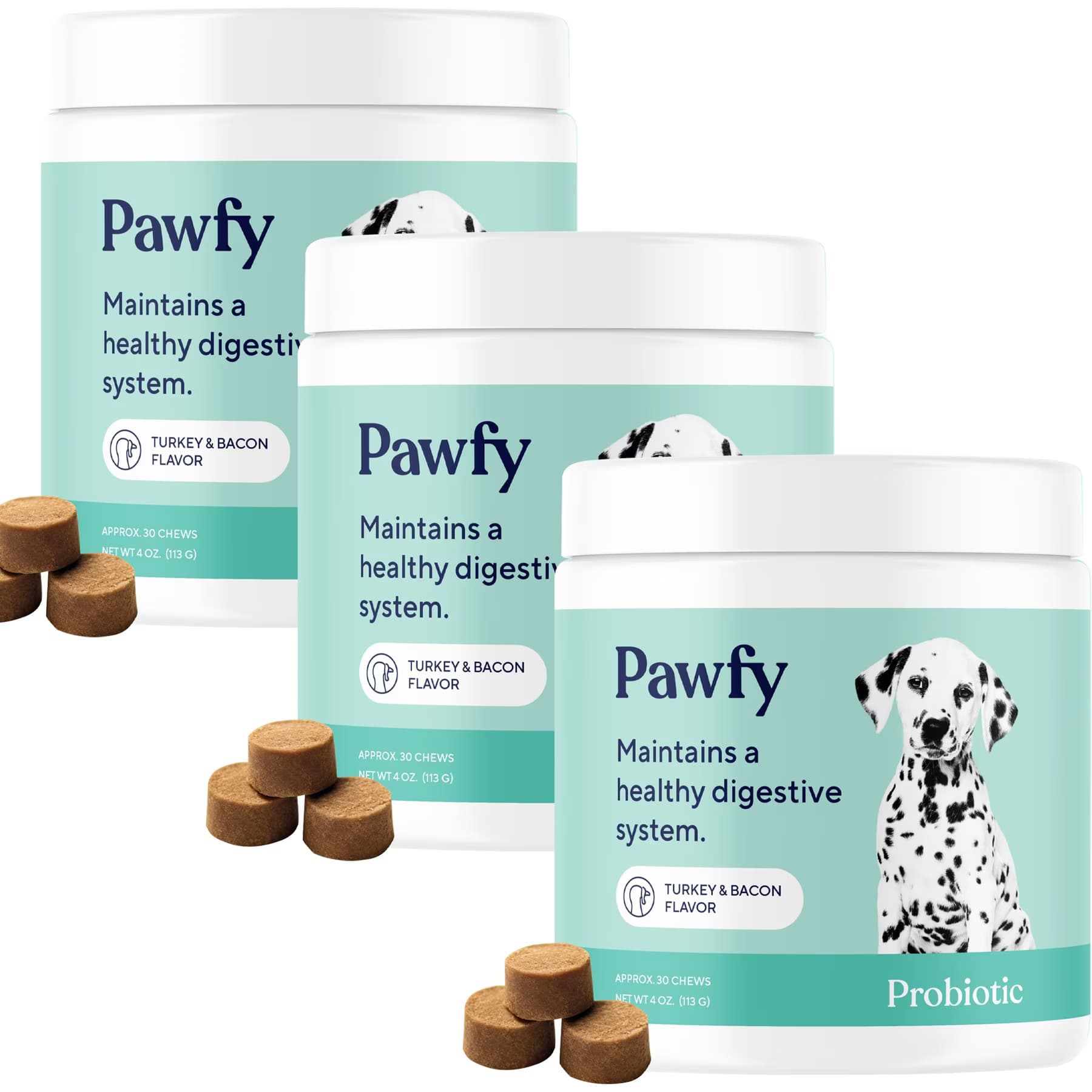 Pawfy Turkey & Bacon Flavored Chews Probiotic Supplement for Dogs — view 2