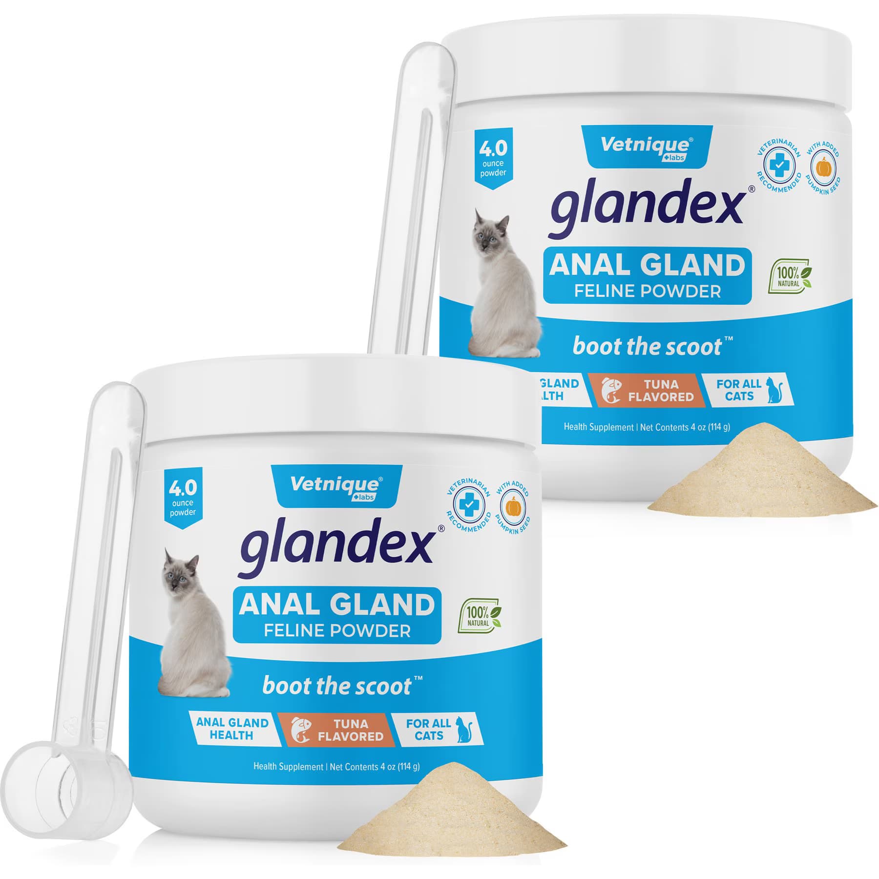 Vetnique Labs Vetnique Labs Glandex Feline Anal Gland Support Probiotic & Digestion Tuna Flavored Powder Supplement for Cats, 8-oz bundle