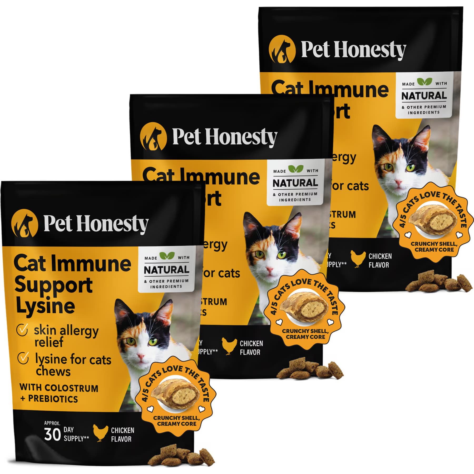 Pet Honesty Pet Honesty Dual Texture Chicken Flavored Immune Support Lysine Chews Supplement for Cats