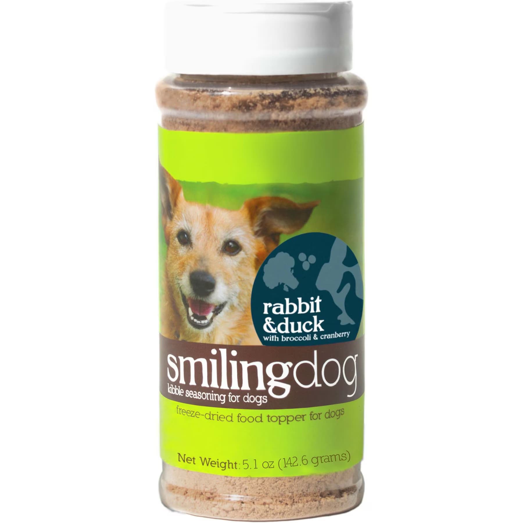 Herbsmith Herbsmith Smiling Dog Kibble Seasoning Rabbit & Duck with Broccoli & Cranberry Dog Food Topper, 5.1-oz jar