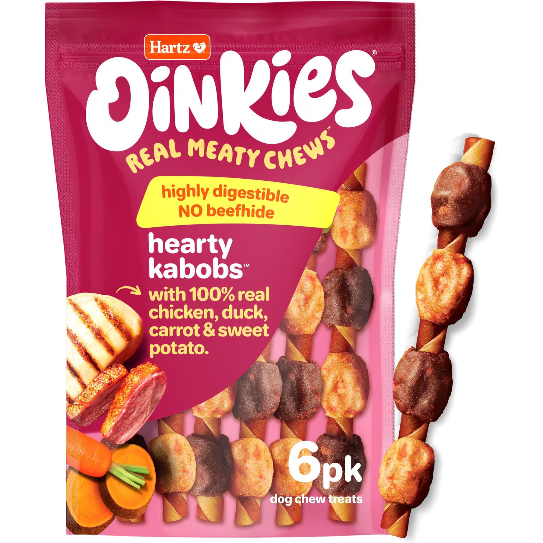 Hartz Oinkies Hearty Kabobs with 100% Real Chicken & Duck Carrot & Sweet Potato Rawhide-Free Natural Dog Treats — view 2
