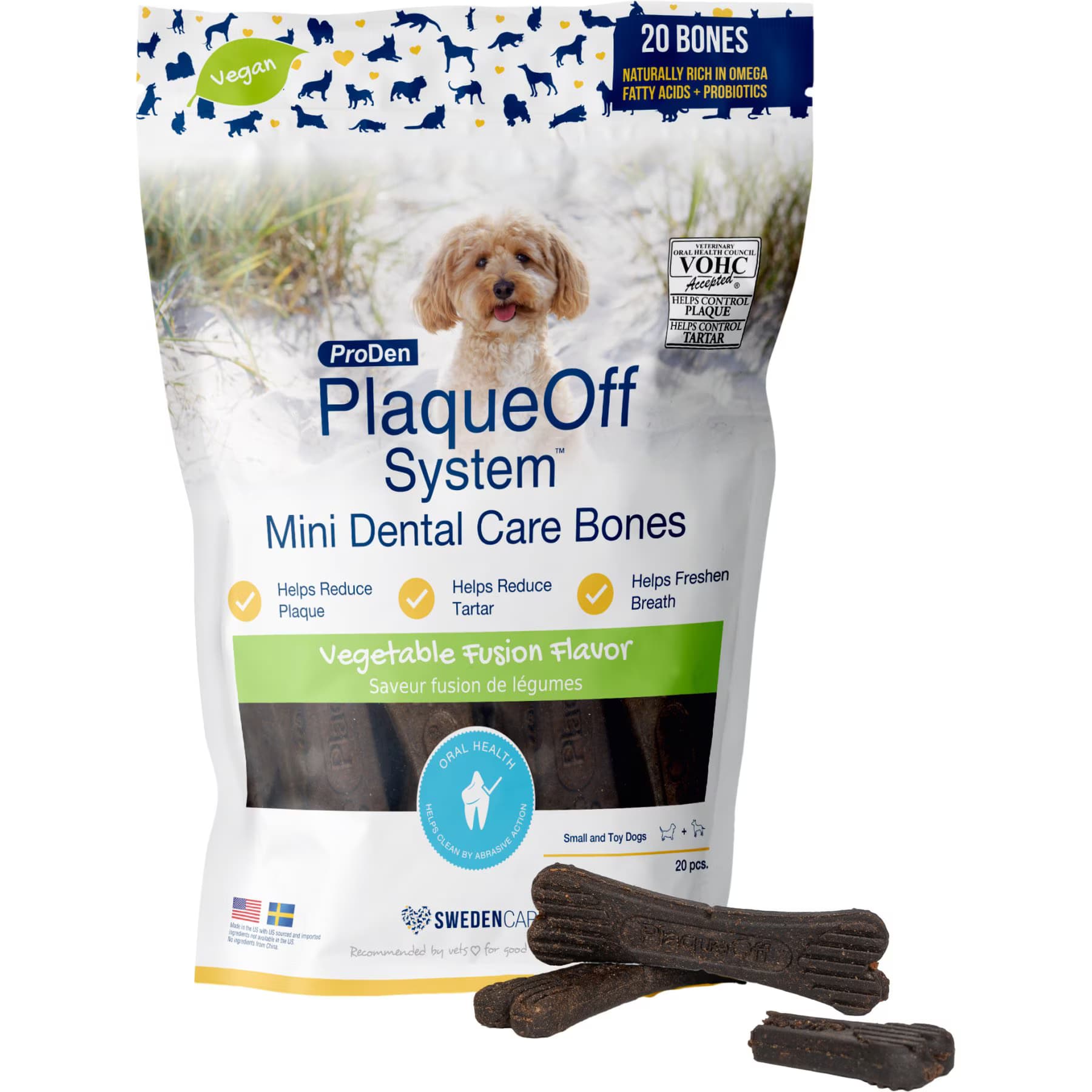 ProDen ProDen PlaqueOff System Vegetable Fusion Flavored Mini Dental Bone Dog Treats