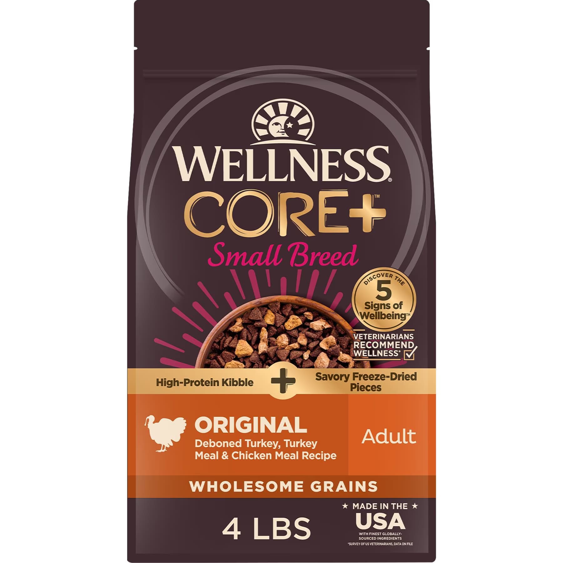 Wellness Wellness CORE+ Small Breed with Freeze-Dried Pieces Adult Wholesome Grains High-Protein Natural Turkey & Chicken Dry Dog Food