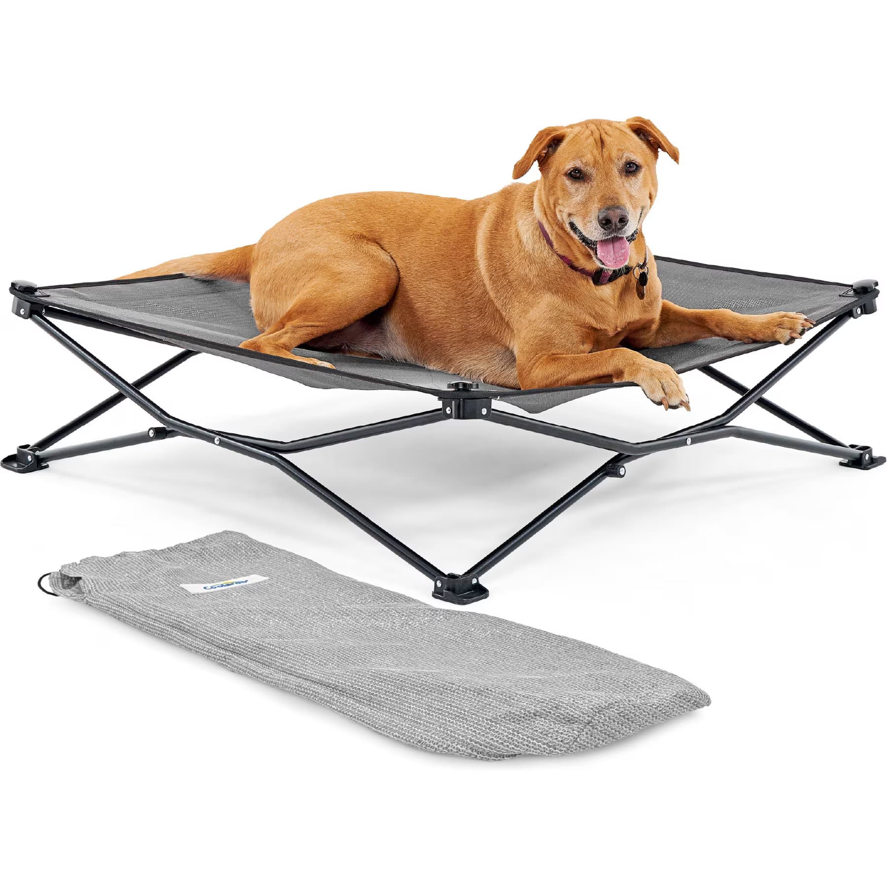 Coolaroo On The Go Cooling Elevated Dog Bed, Glacier Grey, Medium — view 3