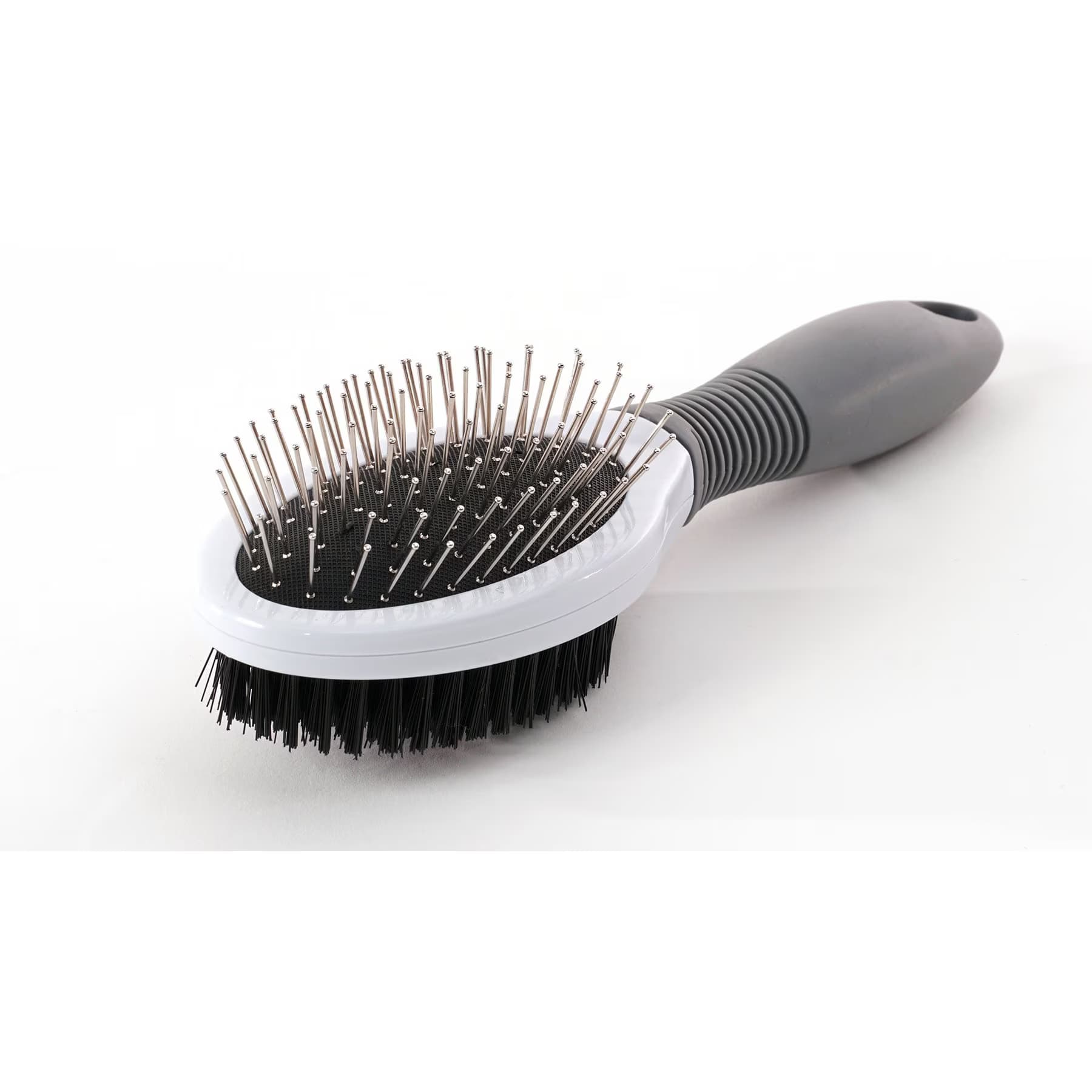 Precious Tails Precious Tails Double Sided Soft Bristles Dog & Cat Slicker Brush, Gray White