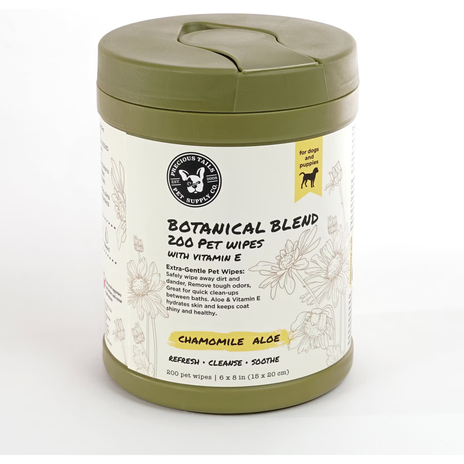 Precious Tails Precious Tails Botanical Blend Dog Grooming Wipes, Chamomile Aloe Scented