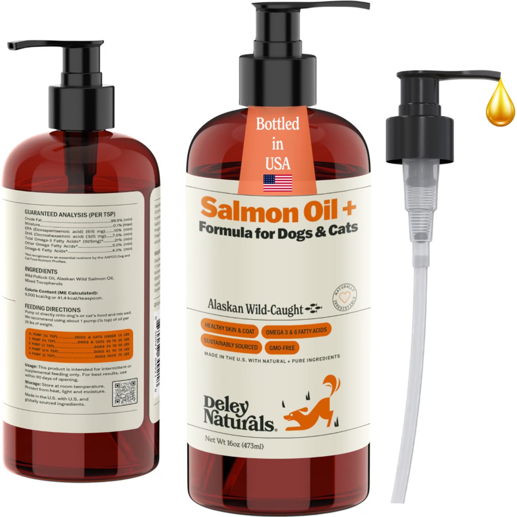 Deley Naturals Deley Naturals Wild Alaskan Salmon Oil + for Dogs & Cats, 16-fl oz bottle