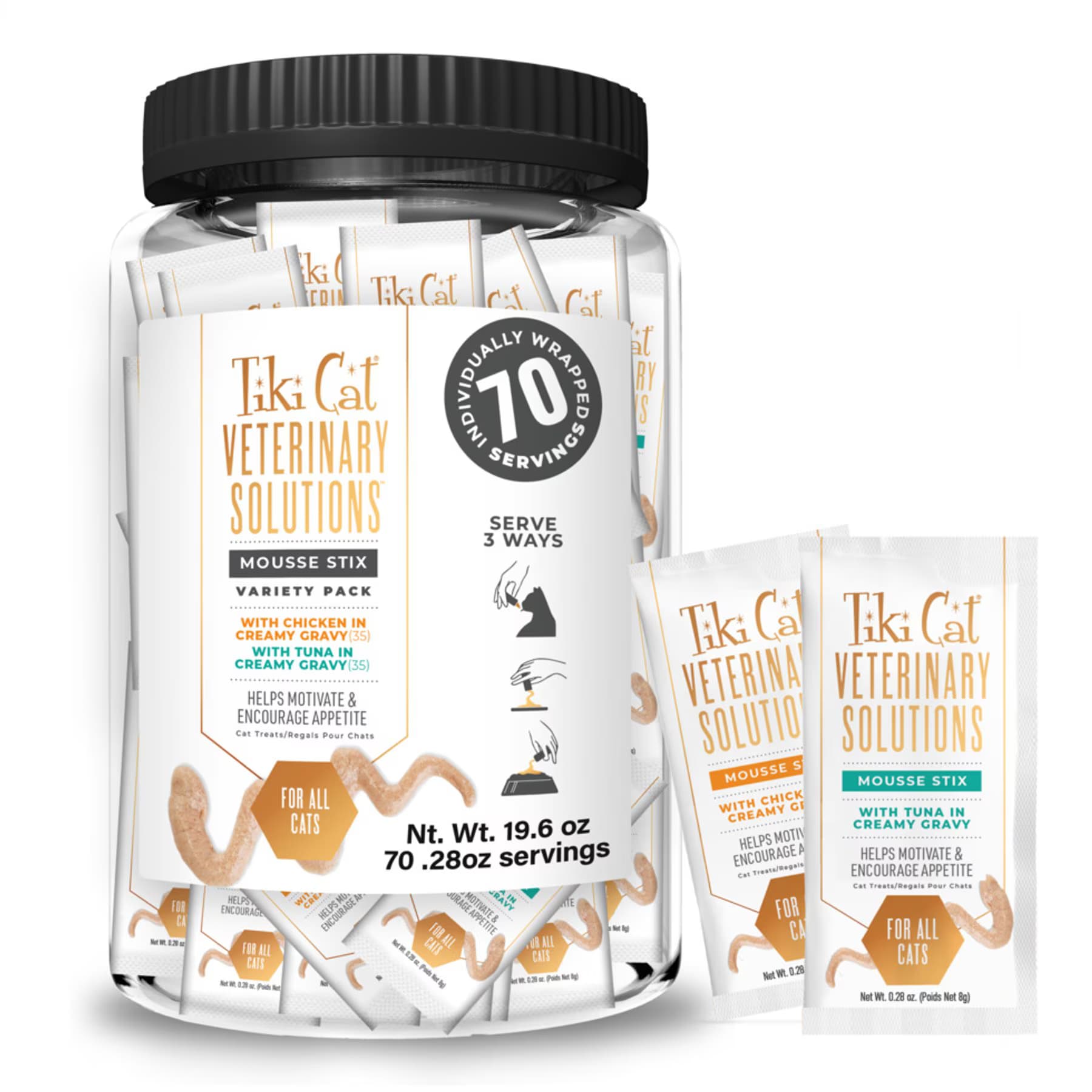 Tiki Cat Veterinary Solutions Tiki Cat Veterinary Solutions Mousse Stix Chicken & Tuna Pate Variety Pack Lickable Cat Treats