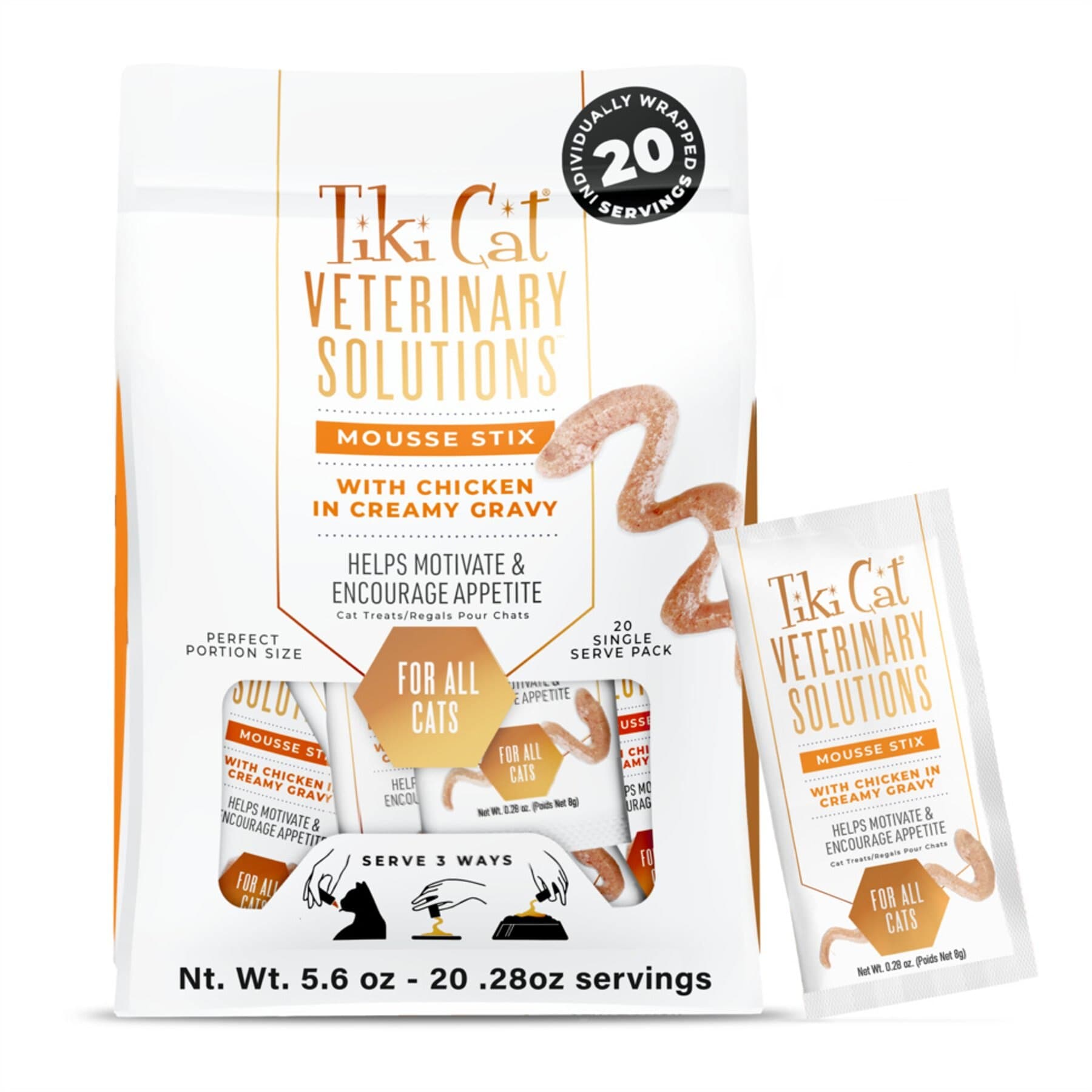 Tiki Cat Veterinary Solutions Tiki Cat Veterinary Solutions Mousse Stix Chicken Lickable Cat Treats