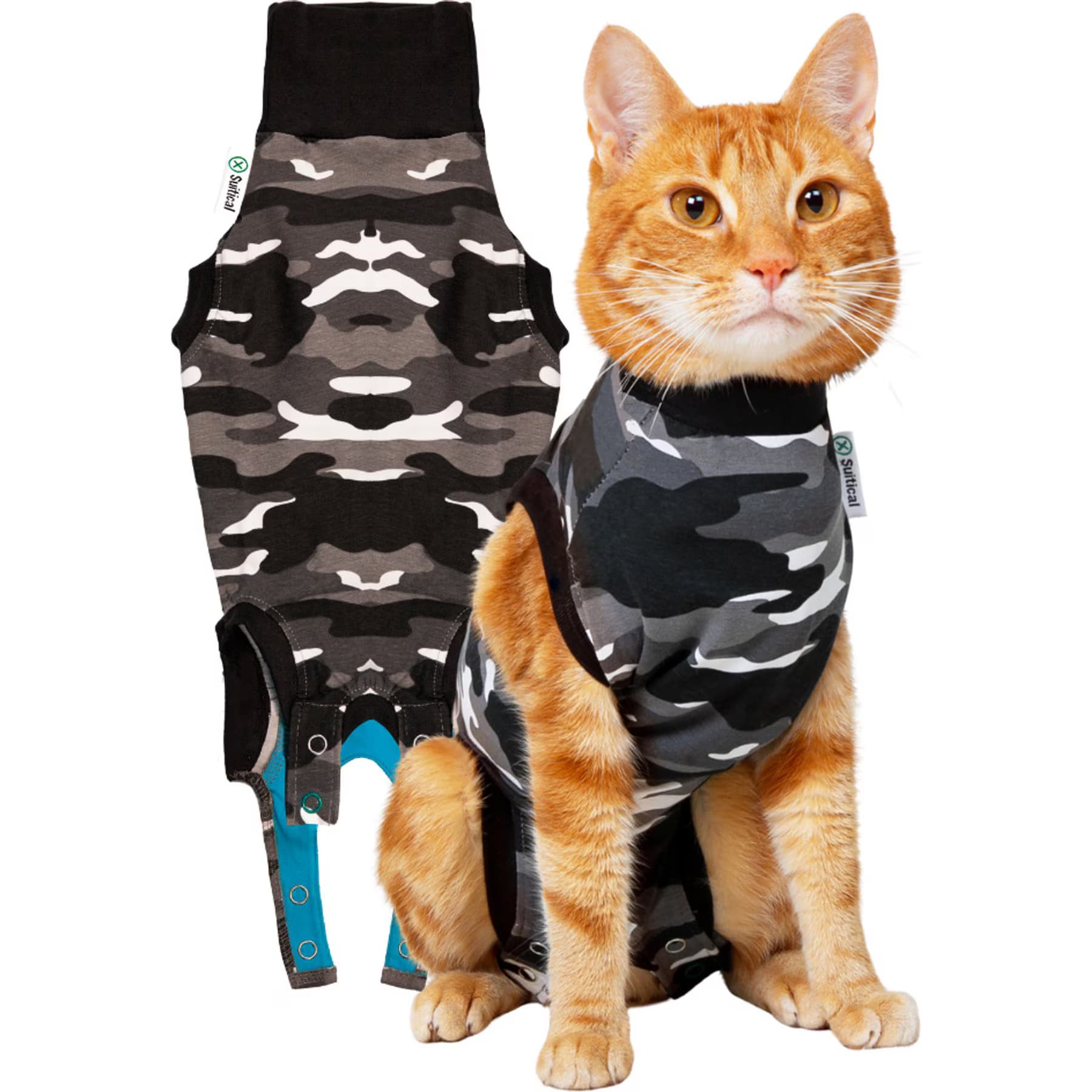 Suitical Suitical Recovery Suit for Cats, Black Camo, XXX-Small