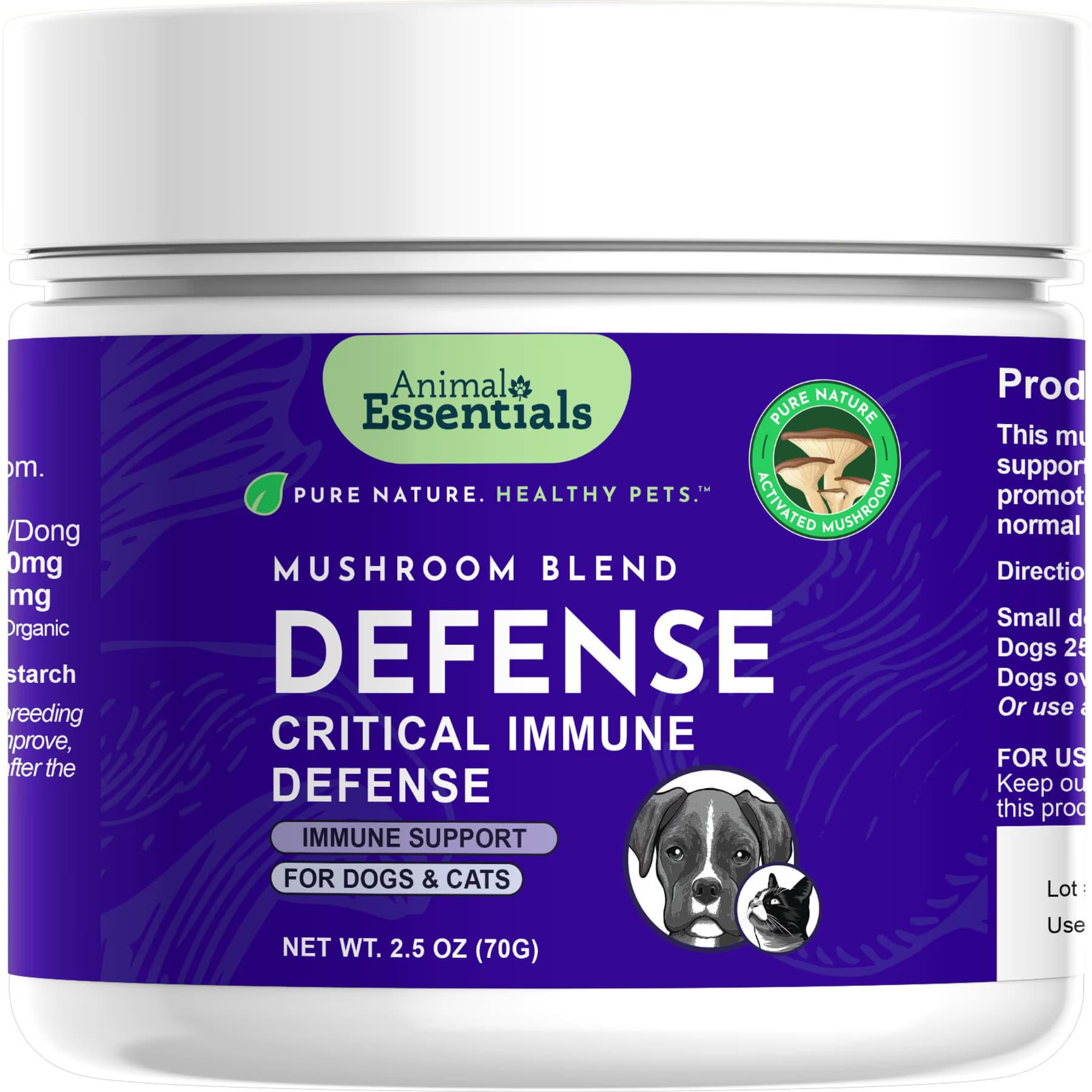Animal Essentials Animal Essentials Mushroom Defense Cat & Dog Vitamin Supplement, 80-gm jar