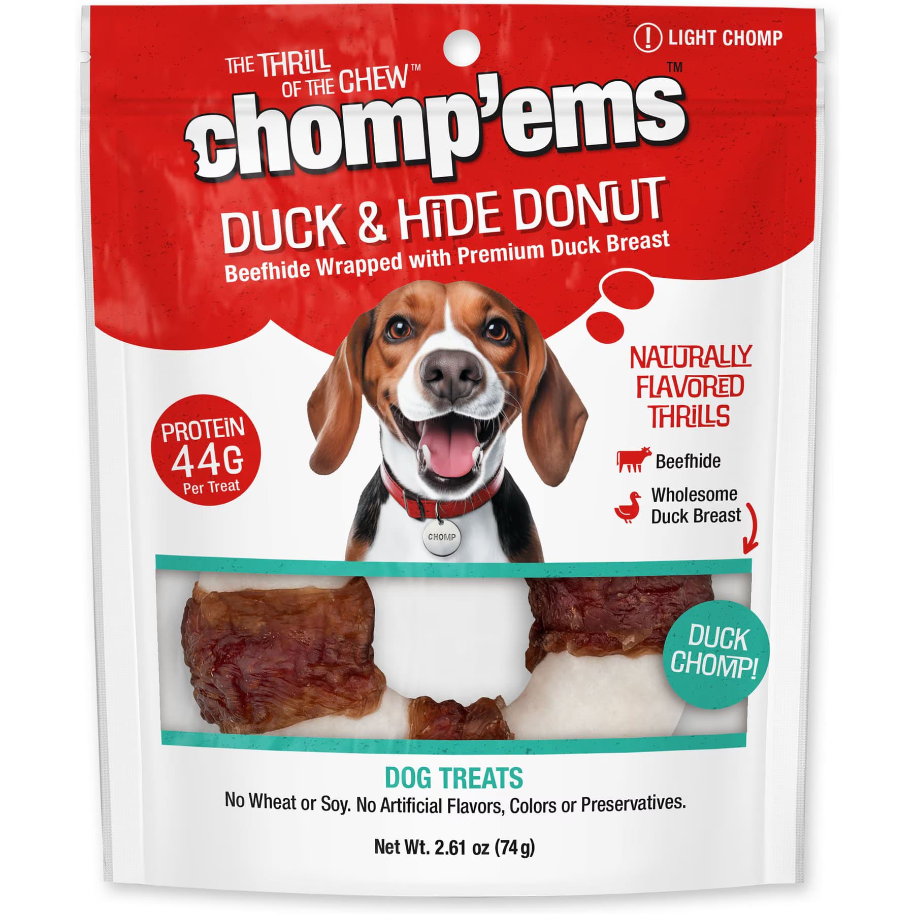 Chomp'ems Chomp’ems Beefhide Donut with Duck Dog Treats