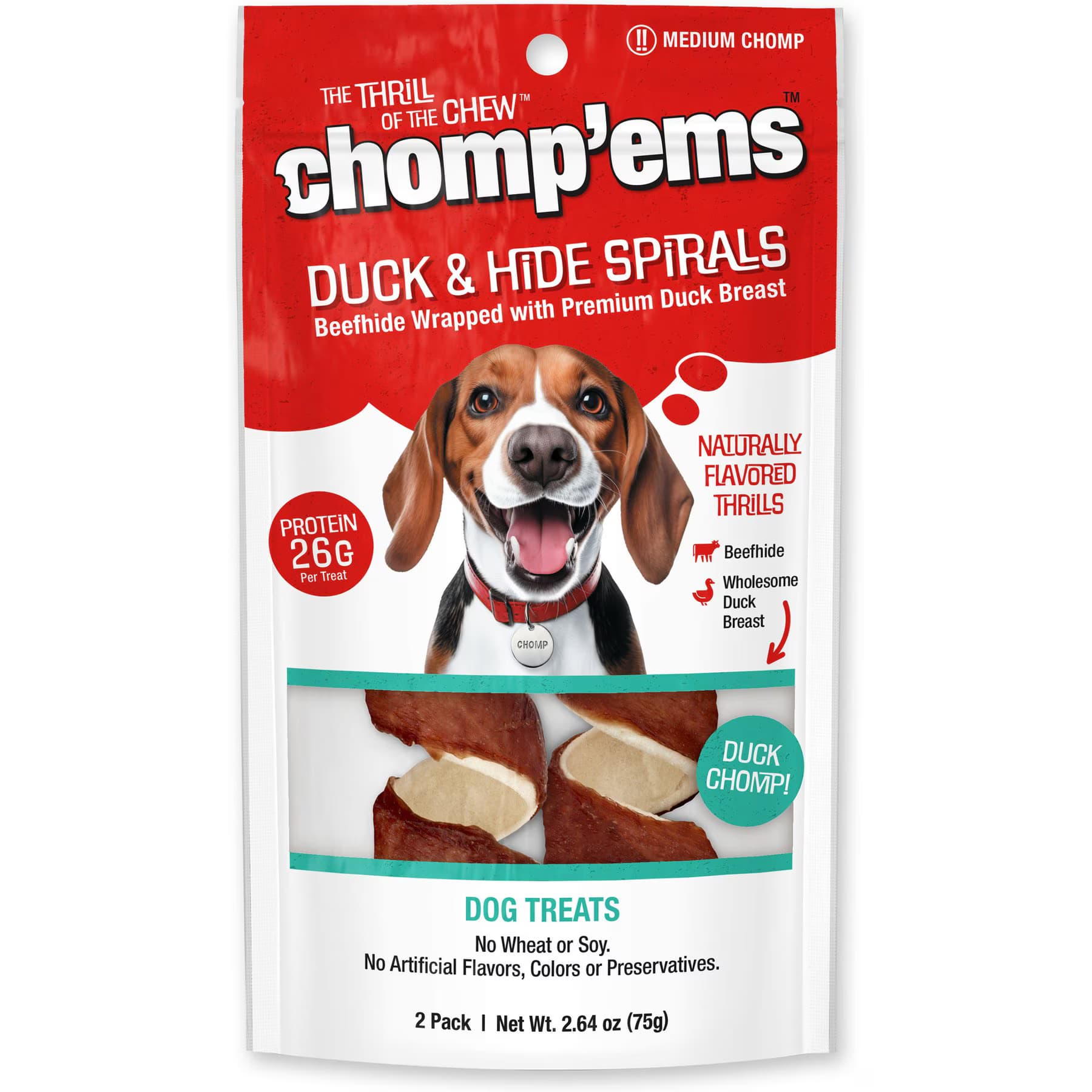 Chomp'ems Chomp’ems Premium Beefhide Spiral Duck Dog Treats