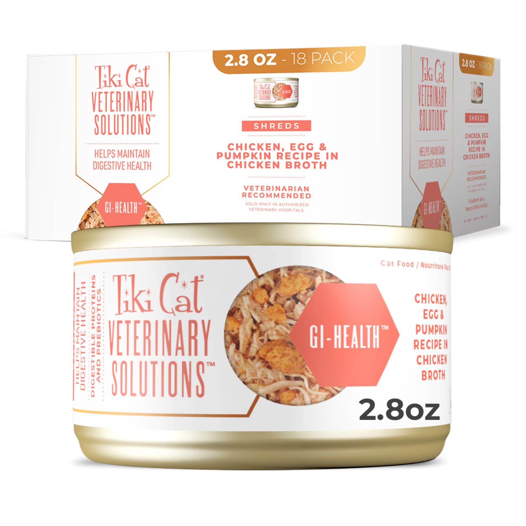 Tiki Cat Veterinary Solutions Tiki Cat Veterinary Solutions GI-Health Chicken, Egg & Pumpkin Recipe Shredded Grain-Free Wet Cat Food