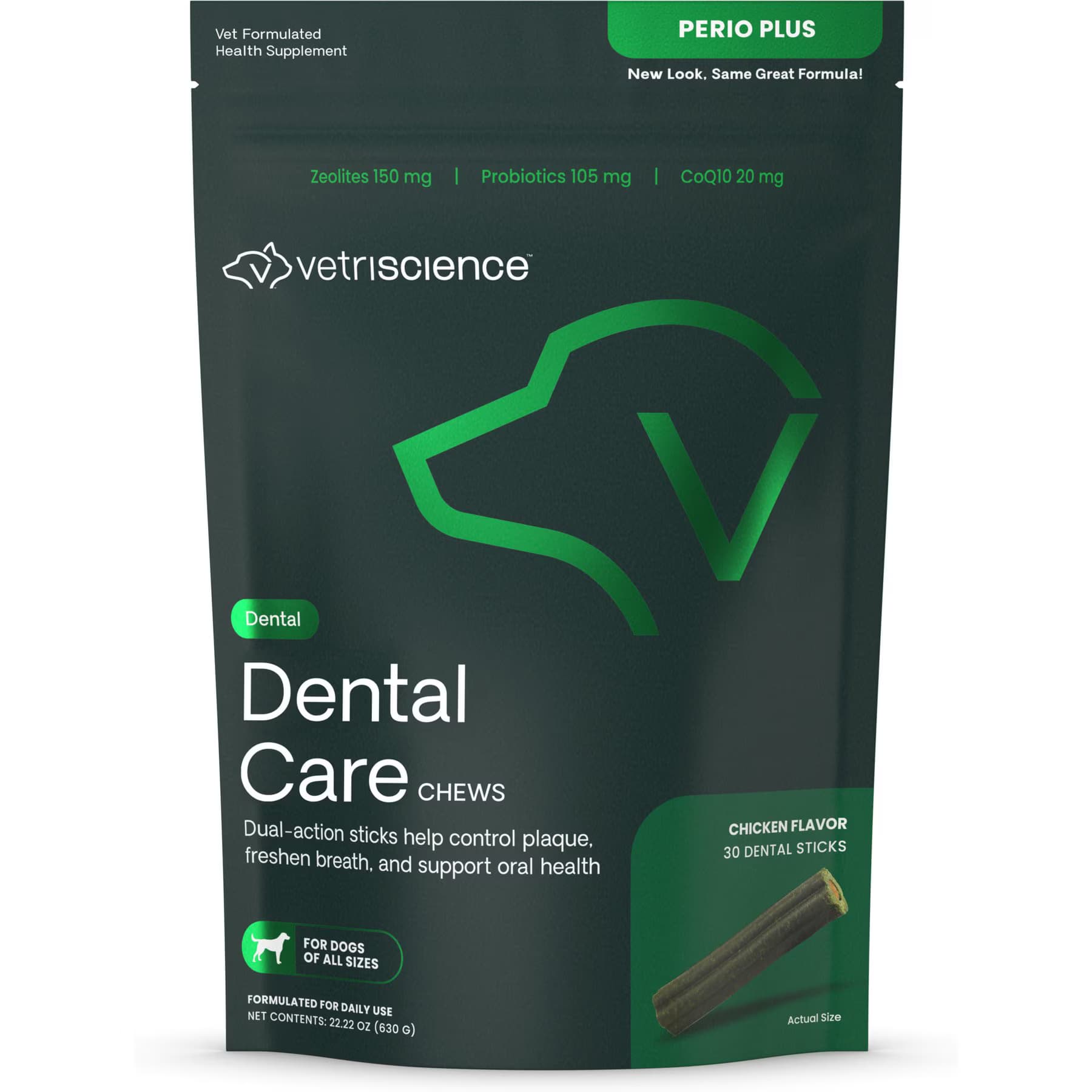 VetriScience VetriScience Perio Plus Dual‑Action Daily Chicken Liver Flavored Dogs Dental Chew Treat