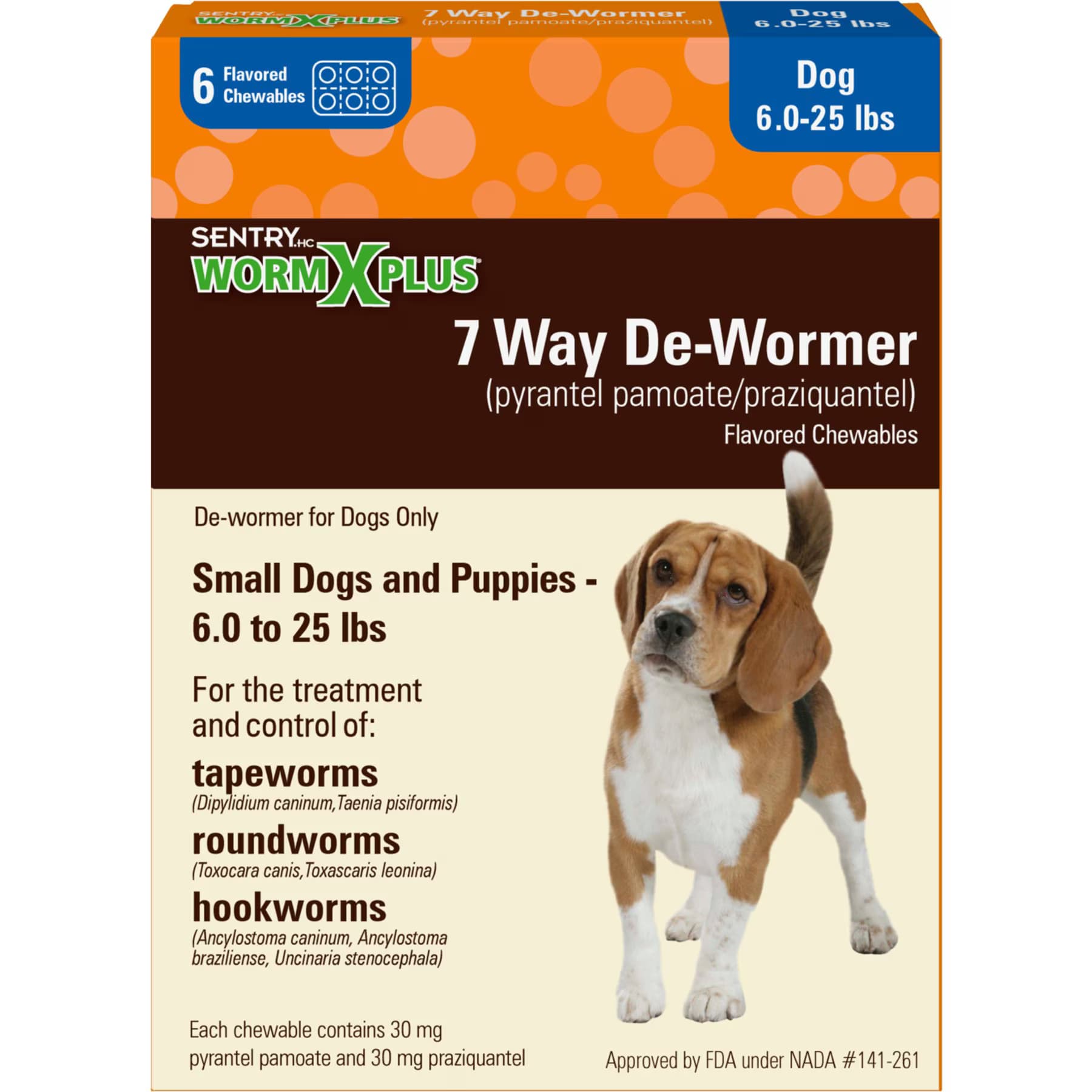 Sentry Sentry HC WormX Plus 7 Way Dewormer for Hookworms, Roundworm & Tapeworms for Small Breed Dogs