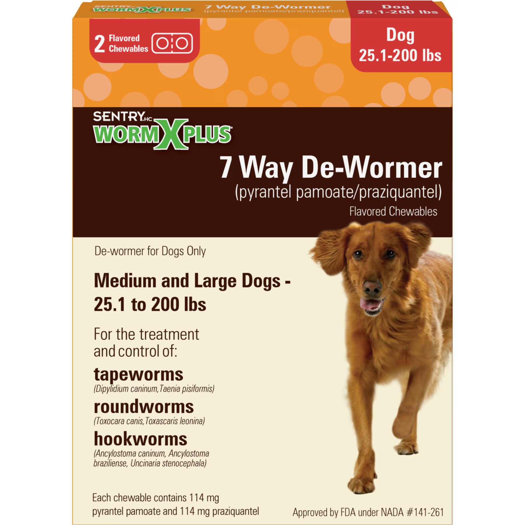 Sentry Sentry HC WormX Plus 7 Way Dewormer for Hookworms, Roundworm & Tapeworms for Medium & Large Breed Dogs
