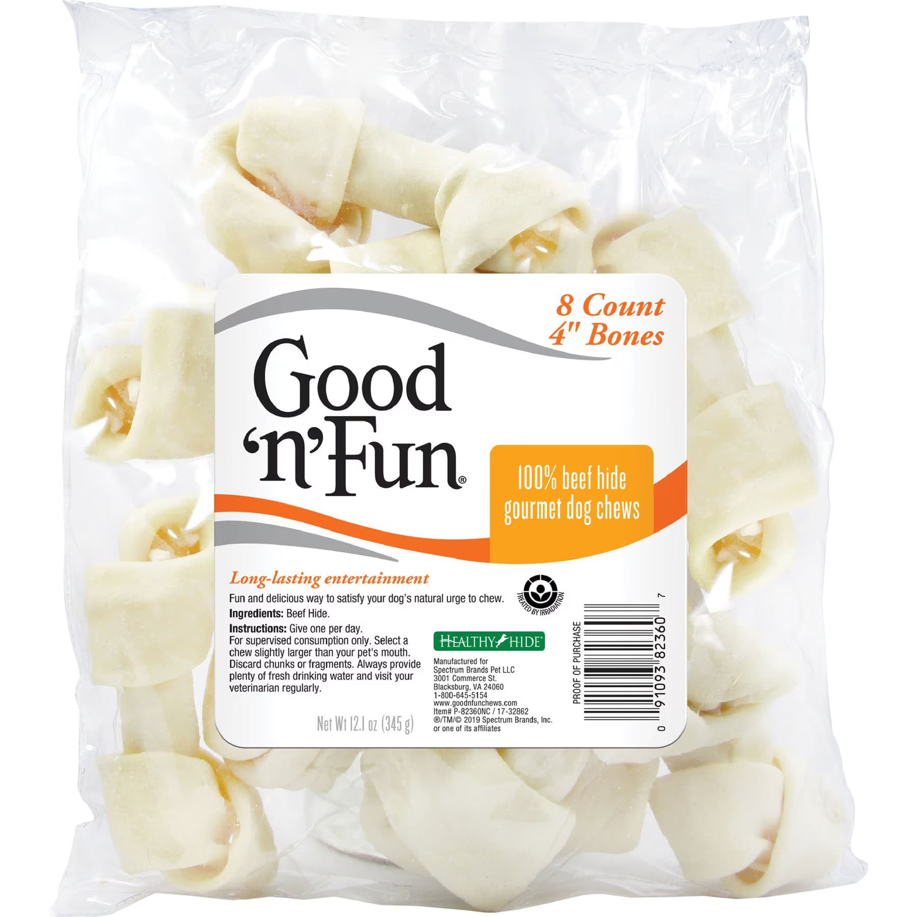 Good 'n' Fun Good ‘n’ Fun 4-in Beef Hide Dog Treat Chew Bones