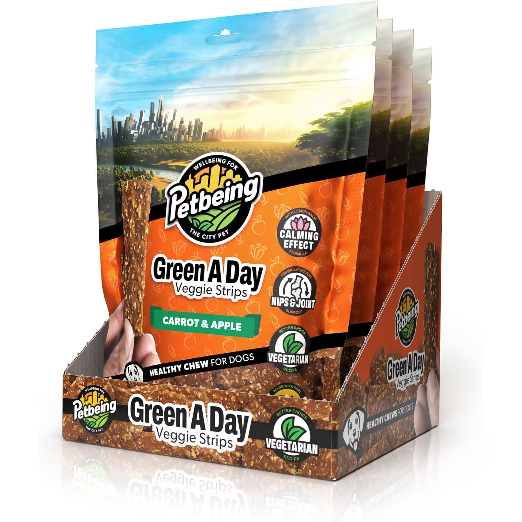 PetBeing PetBeing Green a Day Veggie Strips Carrot & Apple Vegetarian Supplement Chew for Dogs