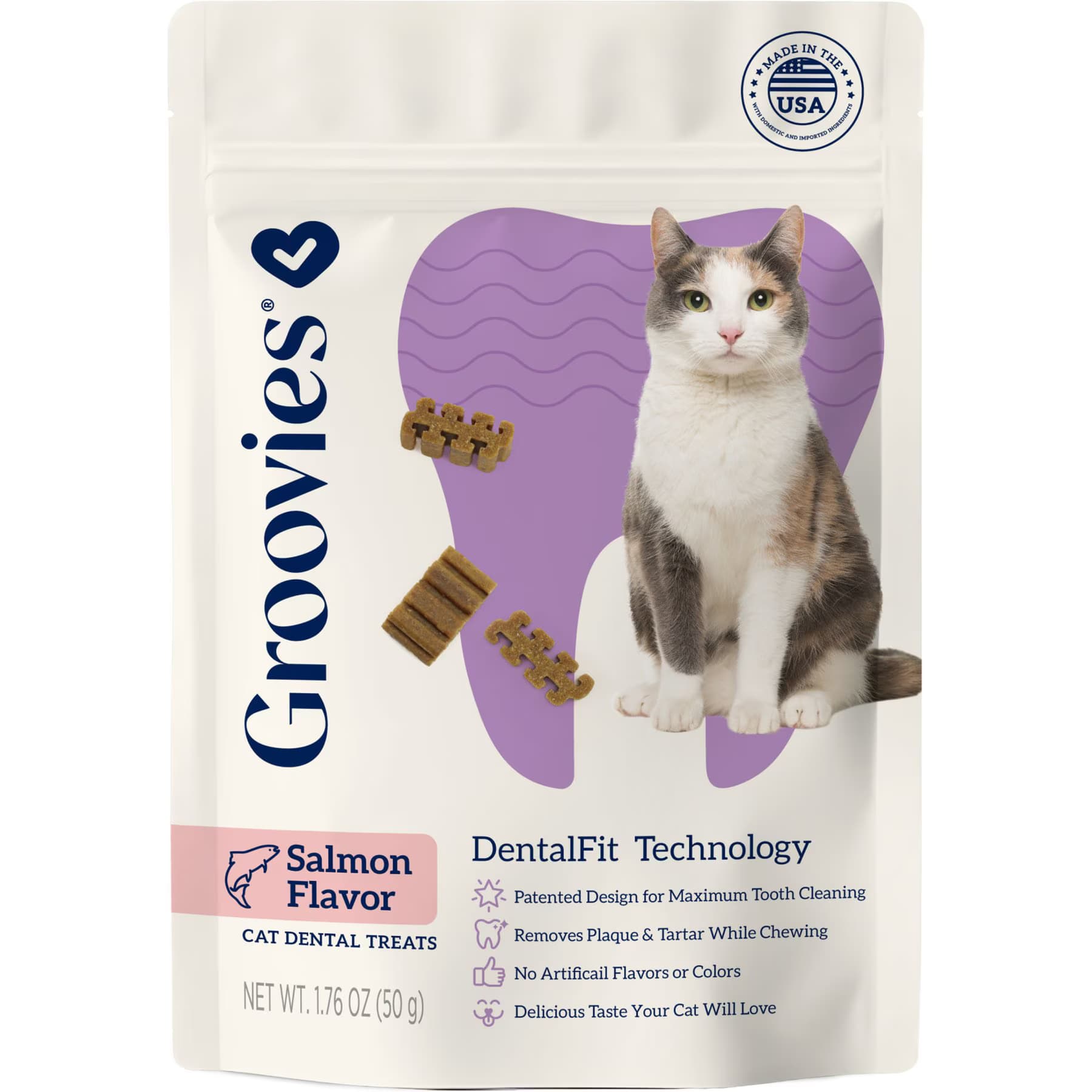 Groovies Groovies Salmon Flavor Dental Cat Chews