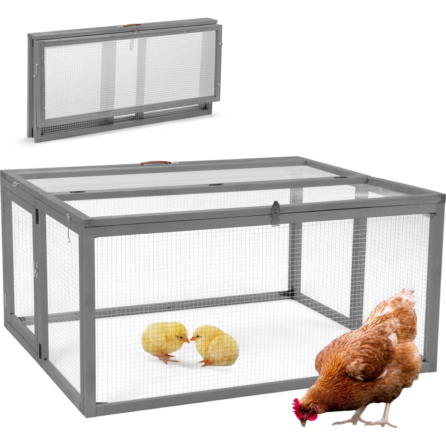 Coziwow Coziwow Chicken Coop Run Portable Outdoor Pen, Gray