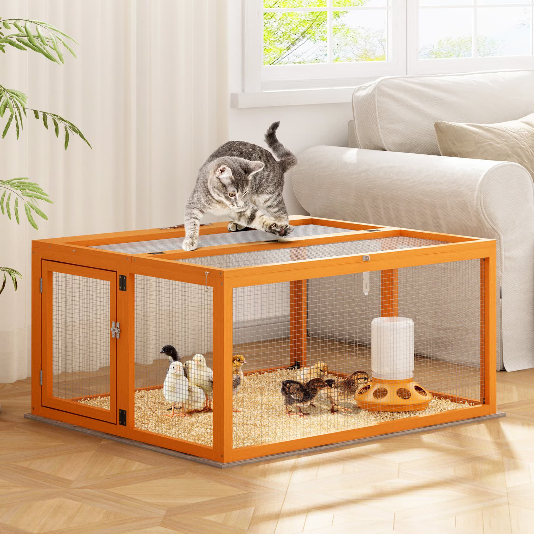 Coziwow Coziwow Chicken Coop Run Portable Outdoor Pen, Orange